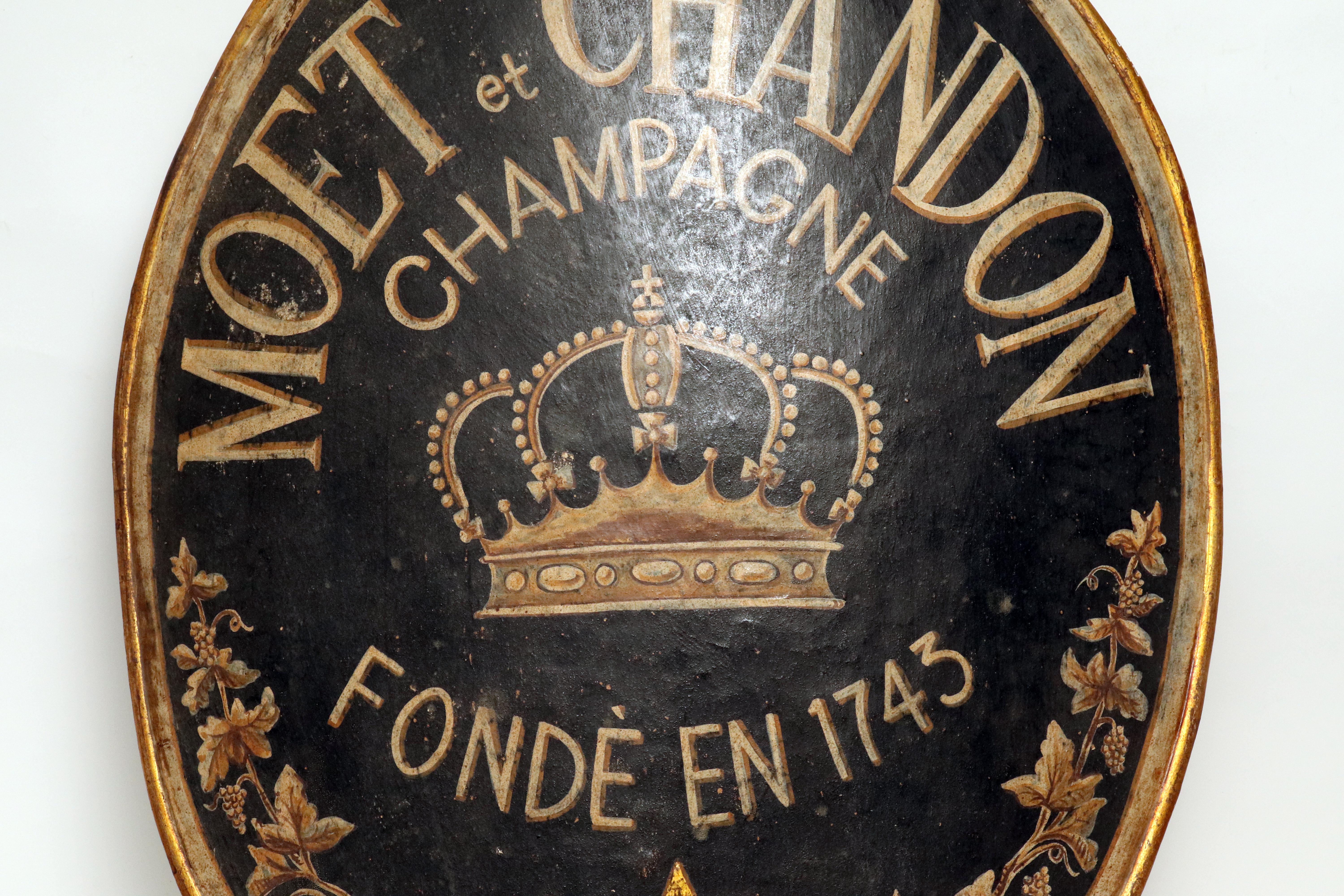 Ein Paar Werbeschilden von Champagner Moet Et Chandon, Frankreich 1800. (Spätes 18. Jahrhundert)