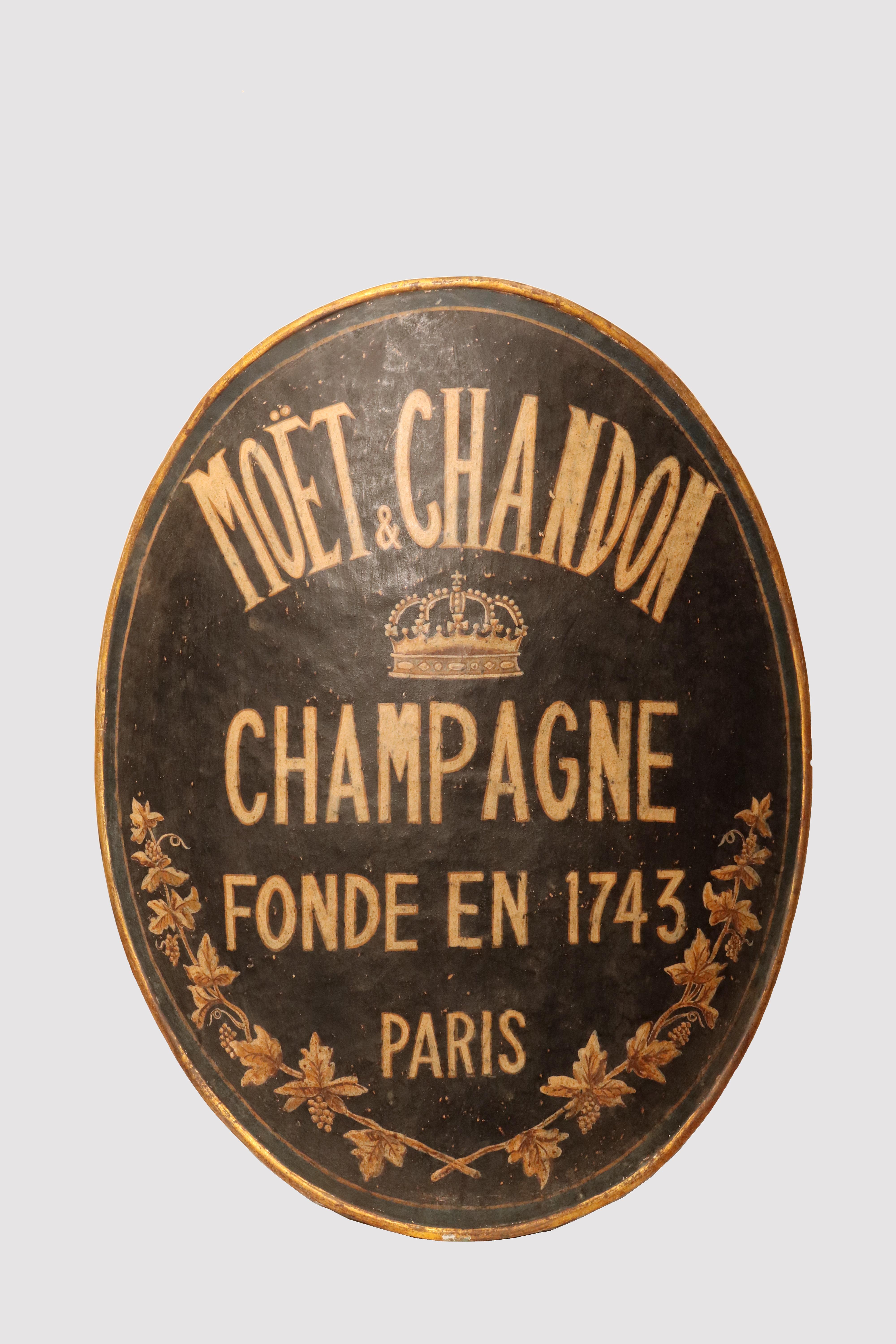 Ein Paar Werbeschilden von Champagner Moet Et Chandon, Frankreich 1800. 1