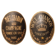 Pair of Promotion Signs of Champagne Moet Et Chandon, France 1800. 