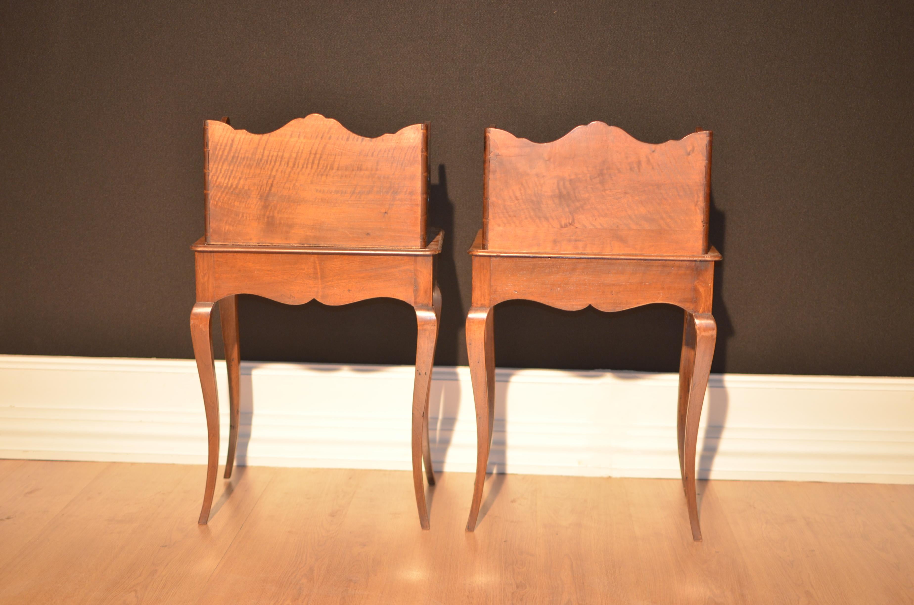 Pair of Provencal Nightstands in Walnut with Raised in 1925 2