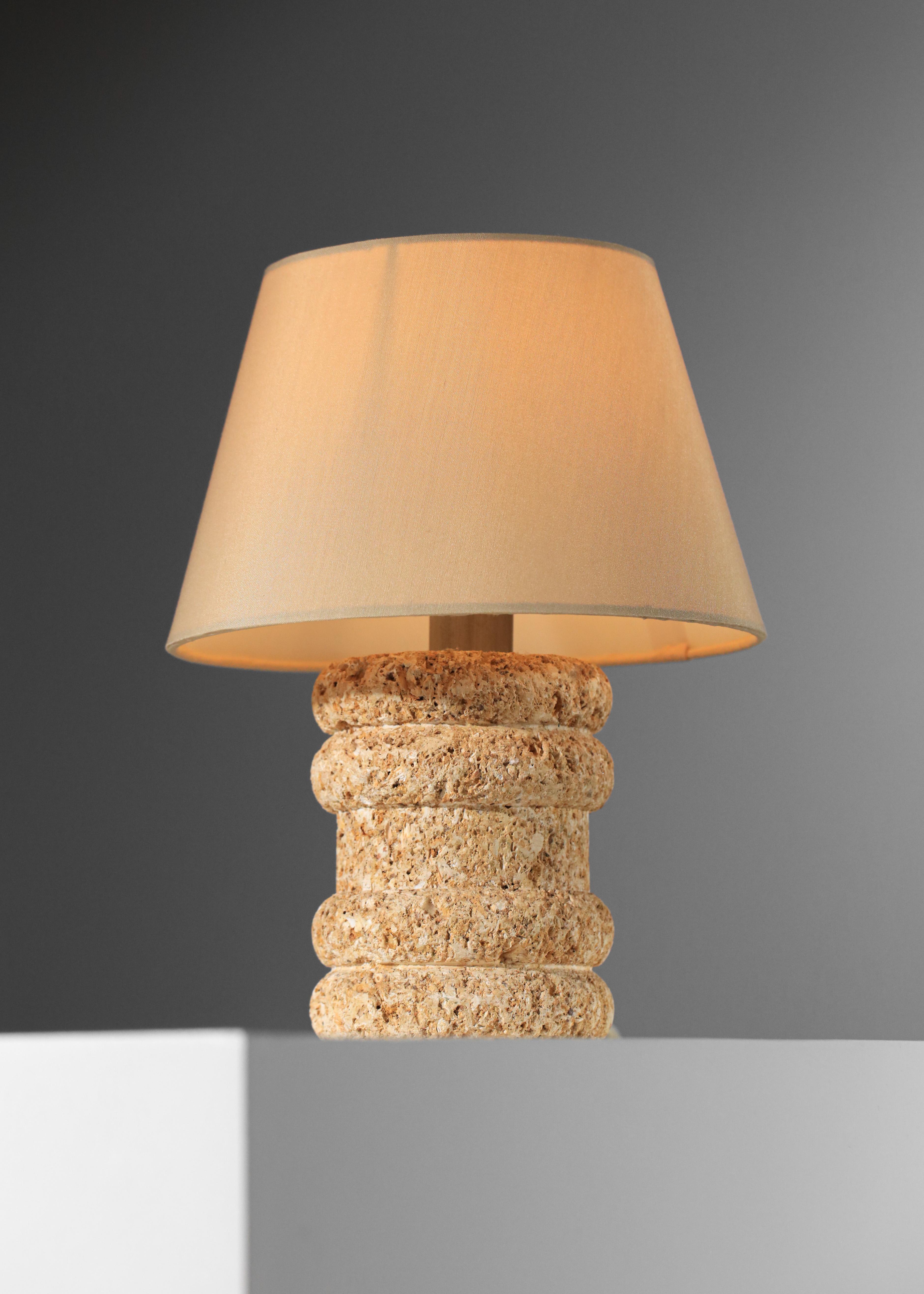 Organic Modern pair of Provencal stone bedside lamps in the Albert Tormos style