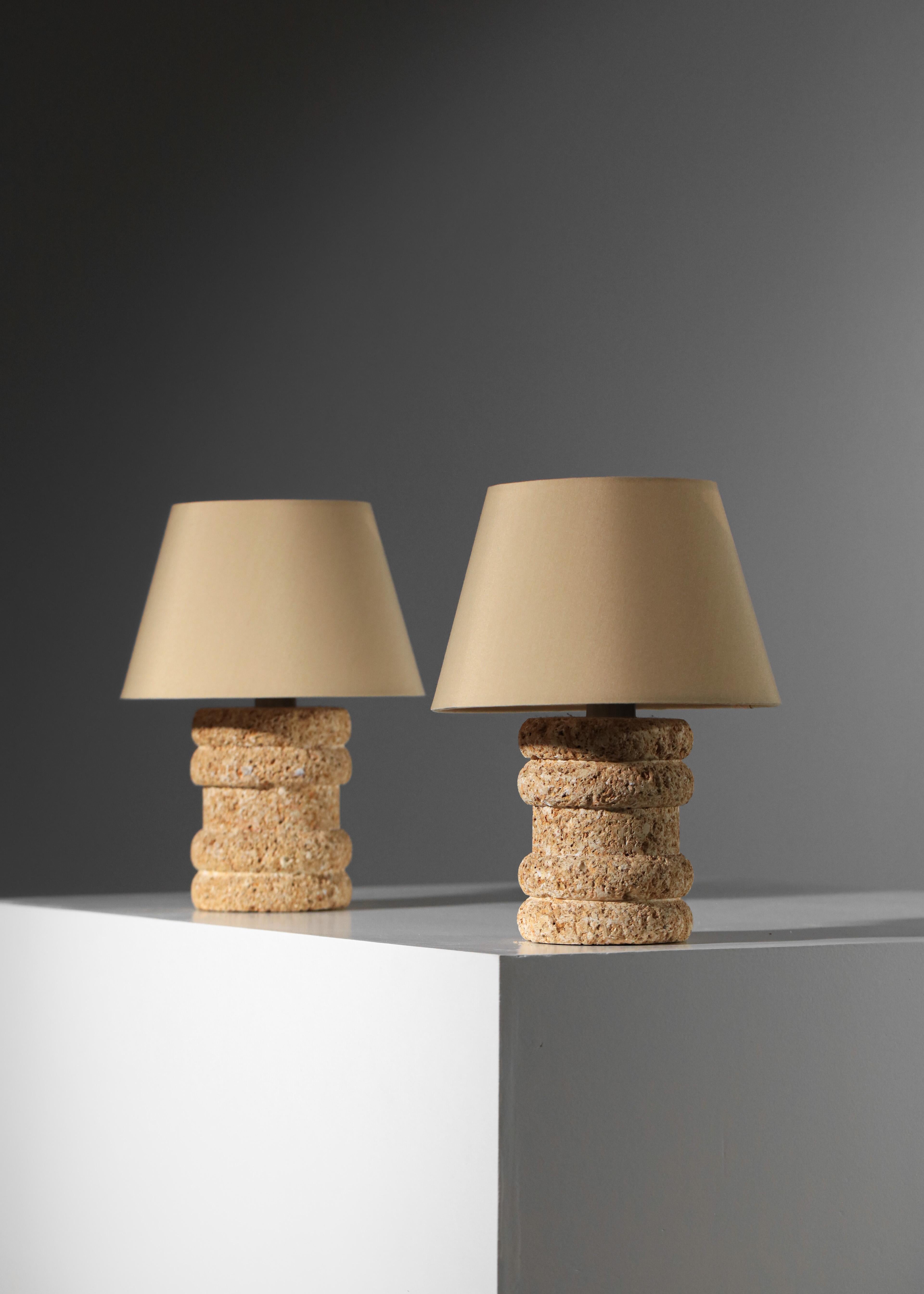 Late 20th Century pair of Provencal stone bedside lamps in the Albert Tormos style