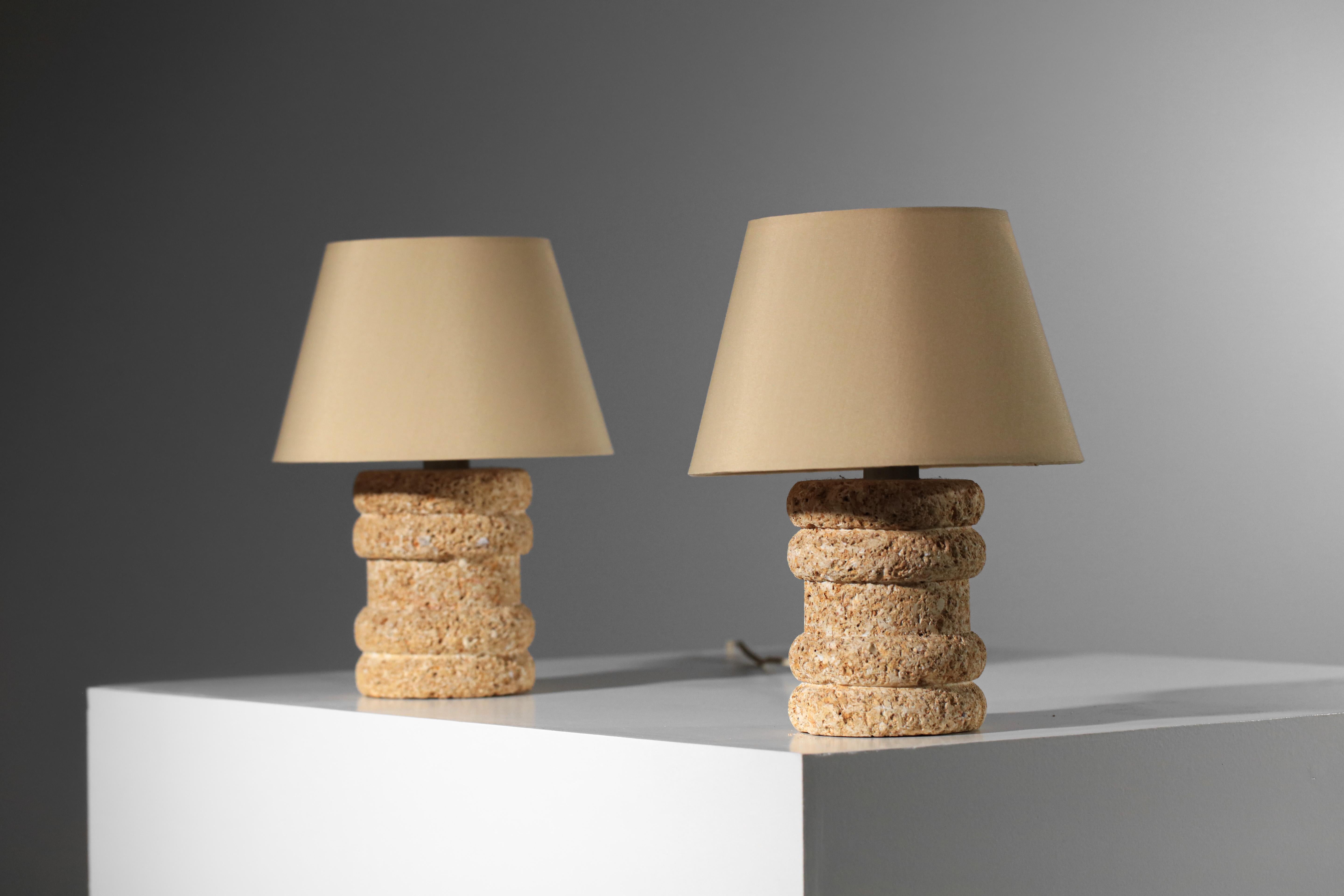 Stone pair of Provencal stone bedside lamps in the Albert Tormos style