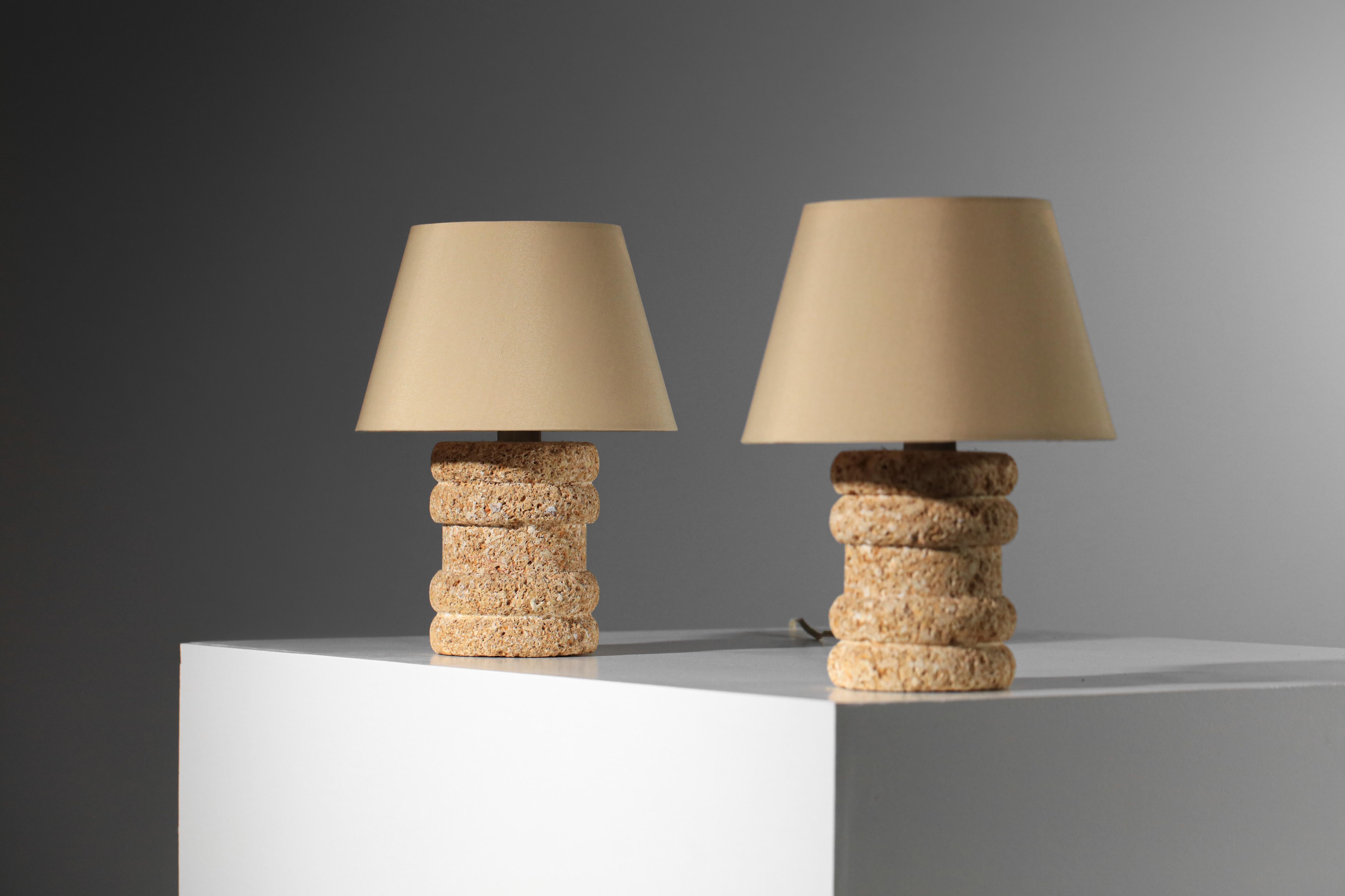 pair of Provencal stone bedside lamps in the Albert Tormos style 1