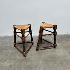 Pair Of Provincial Charles Dudouyt Tabouret Stools, 1950s France