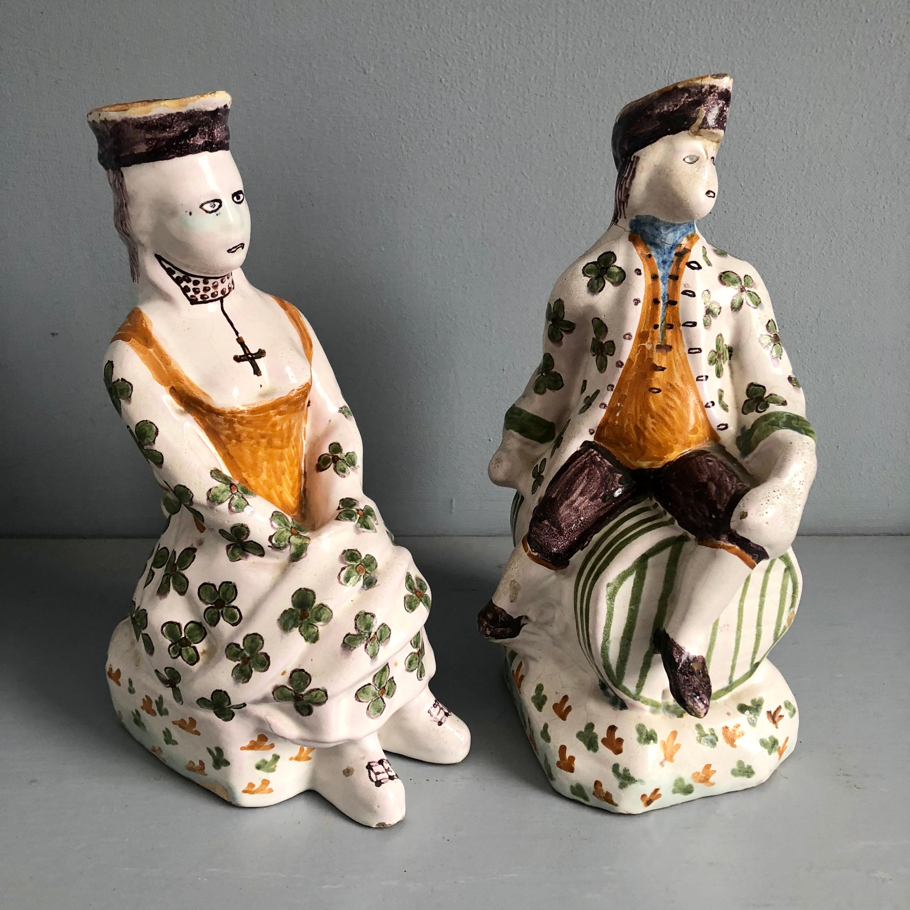 Pair of Provincial Faience Figural Pitchers 10