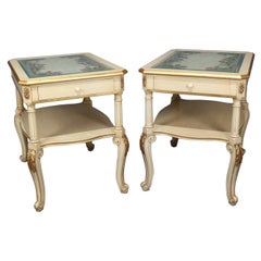 Pair of Provincial Style Carved Gilt and Paint Decorated End Stands 20th Century