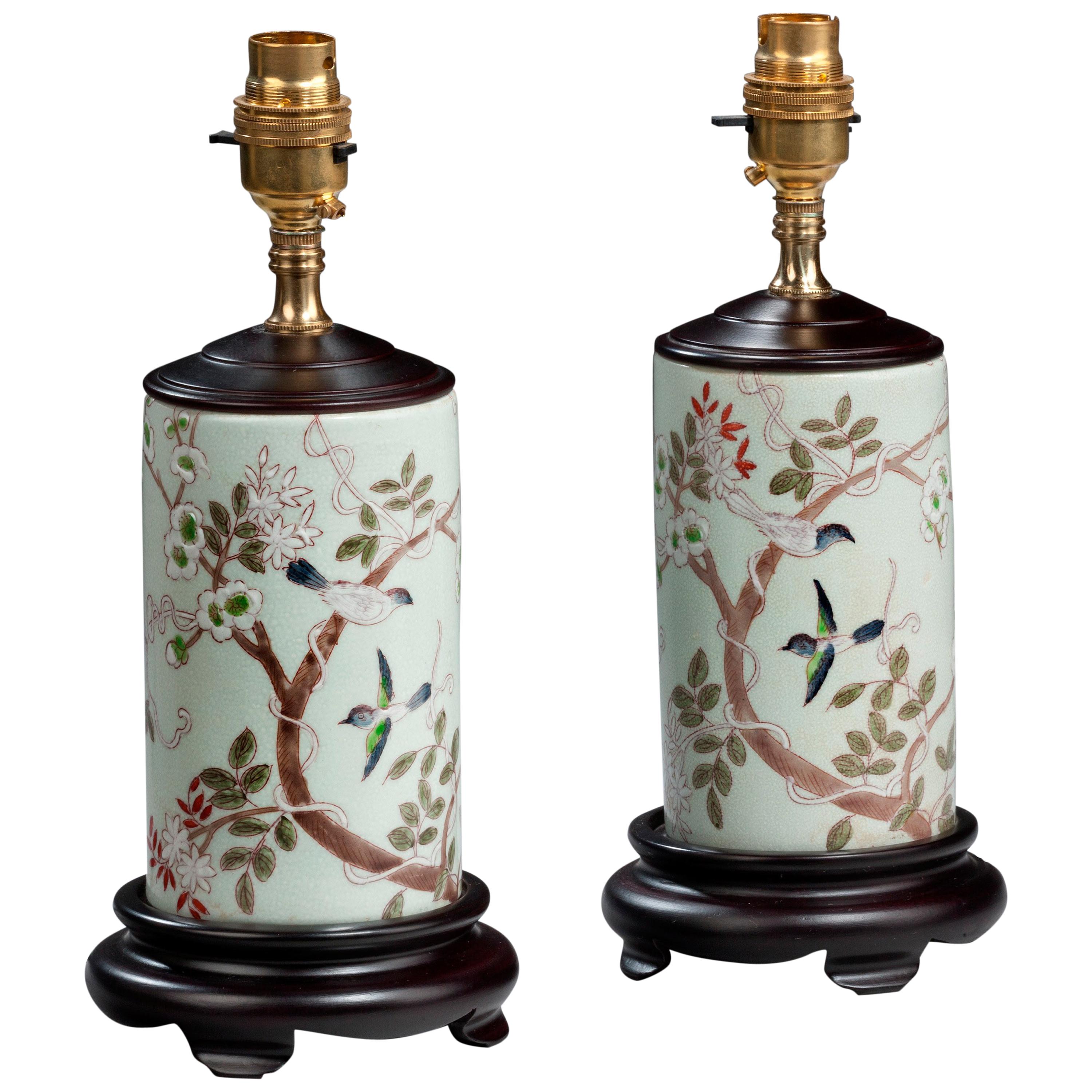 Pair of Prunus Blossom Lamps