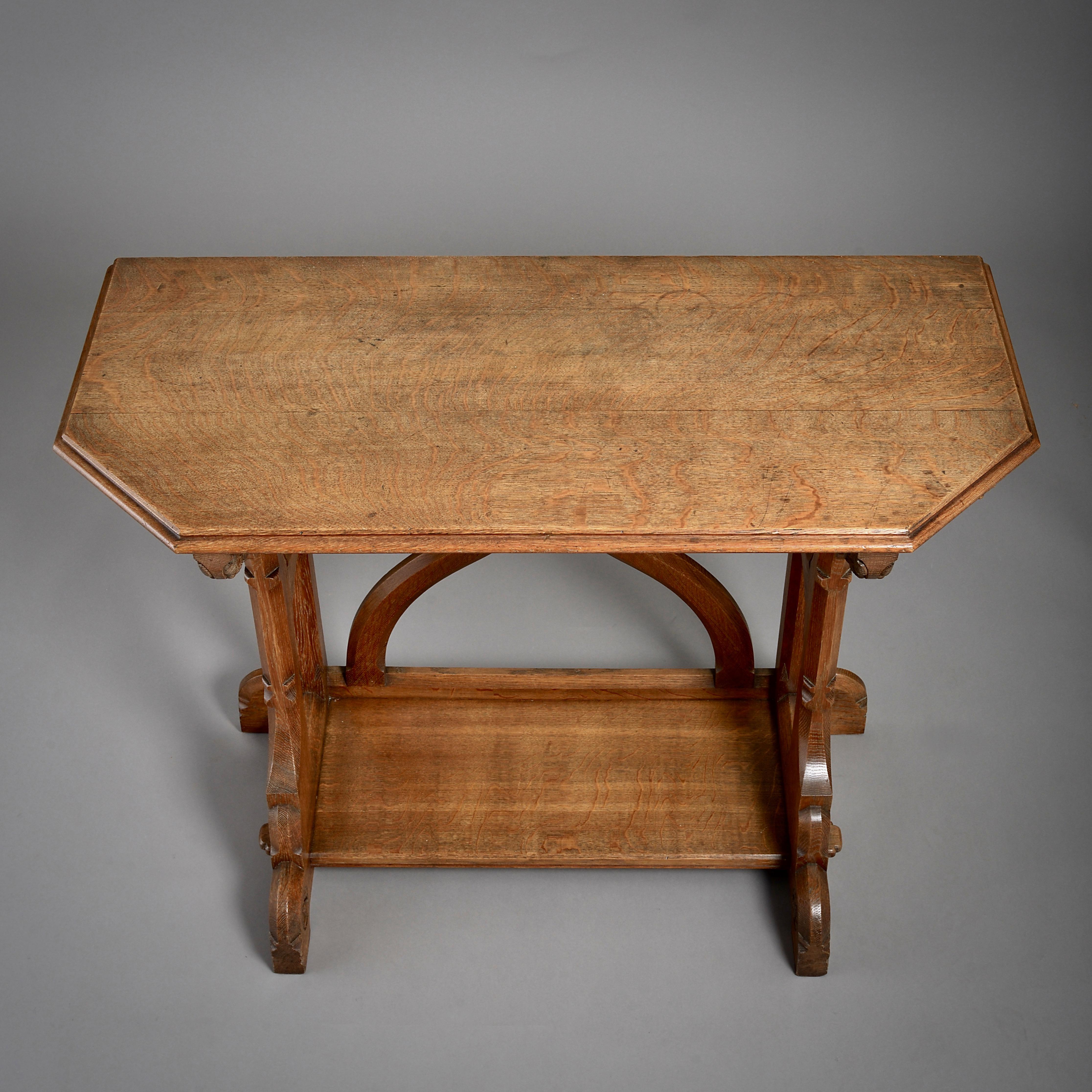 19th Century Pair of Pugin Oak Side Tables