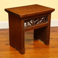 Pair of Pugin Style Gothic Revival Rectangular Oak Benches, English, Circa 1880