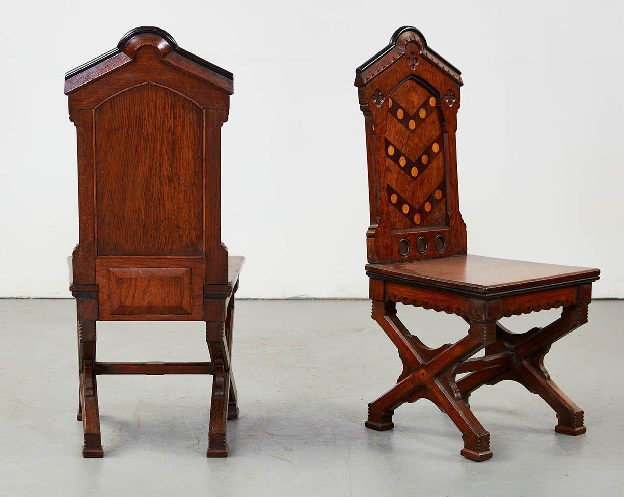 Pair of Puginesque Hall Chairs For Sale 1