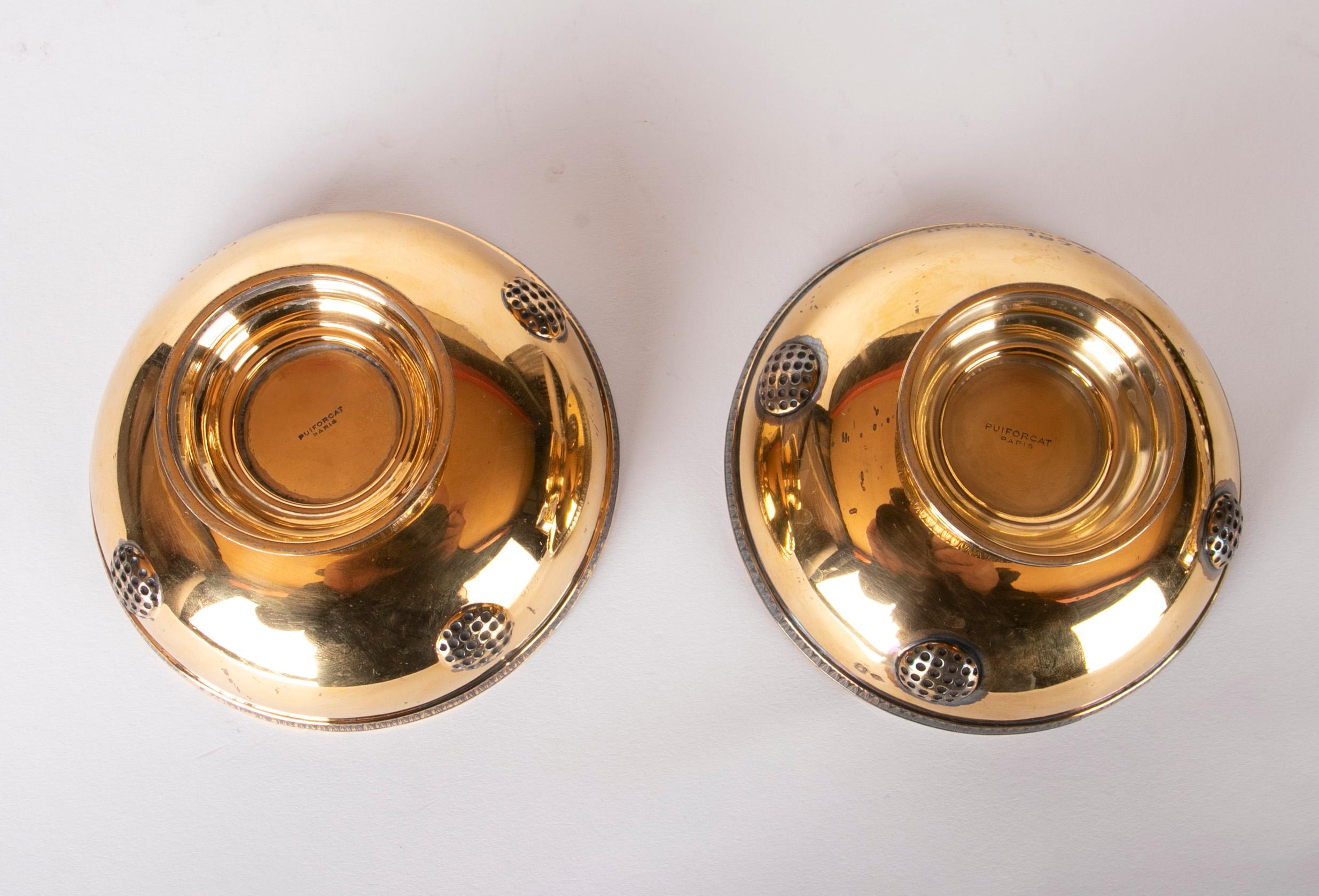 Coppia di bicchieri Puirforcat in argento e placcati oro, firmati e sigillati in vendita 5
