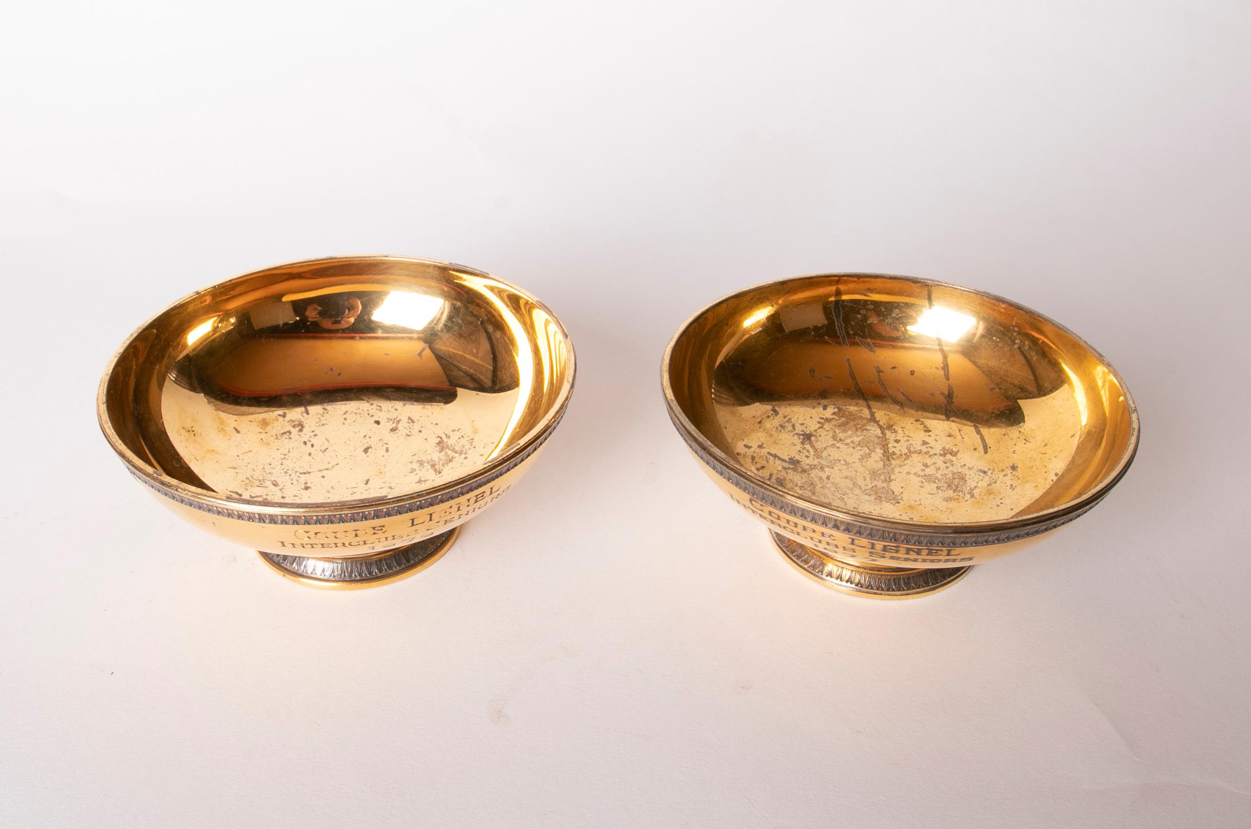 Pair of Puirforcat Silver and Gold-Plated Glasses, Signed and Sealed In Good Condition For Sale In Marbella, ES