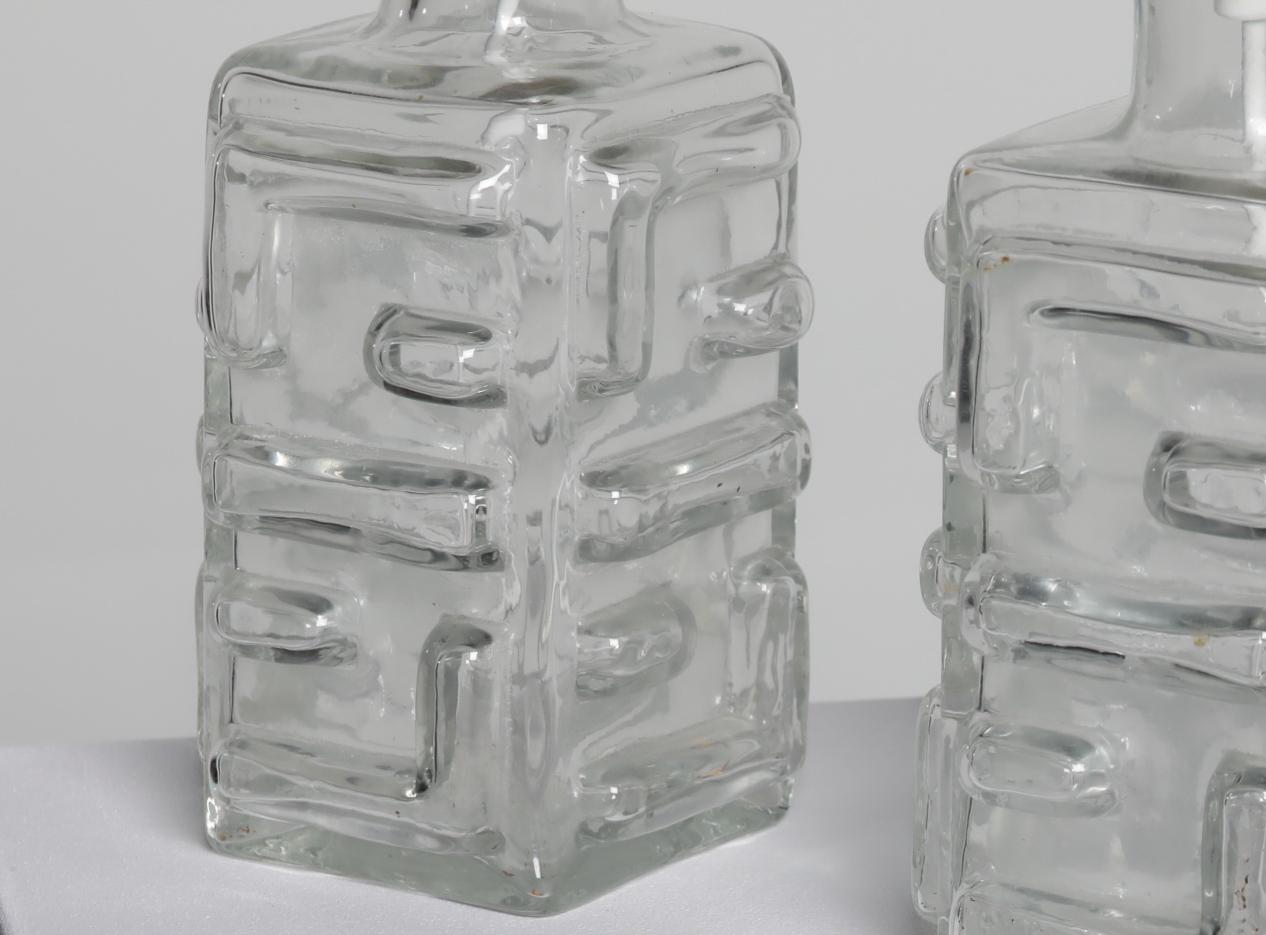 Paire de pieds de lampe en verre Pukeberg, Suède, années 1970 Bon état - En vente à Stockholm, SE