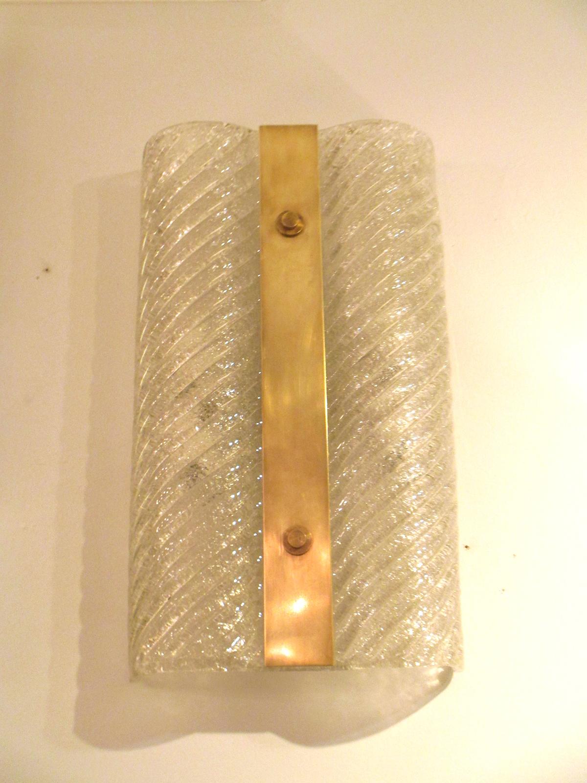 Modern Pair of Pulegoso Murano Glass Sconces