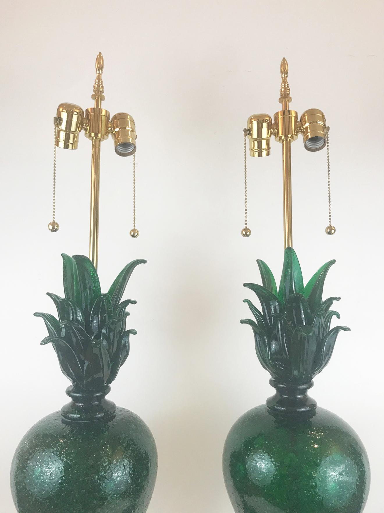 Pair of Pulegoso Murano Glass Studio Table Lamps 1