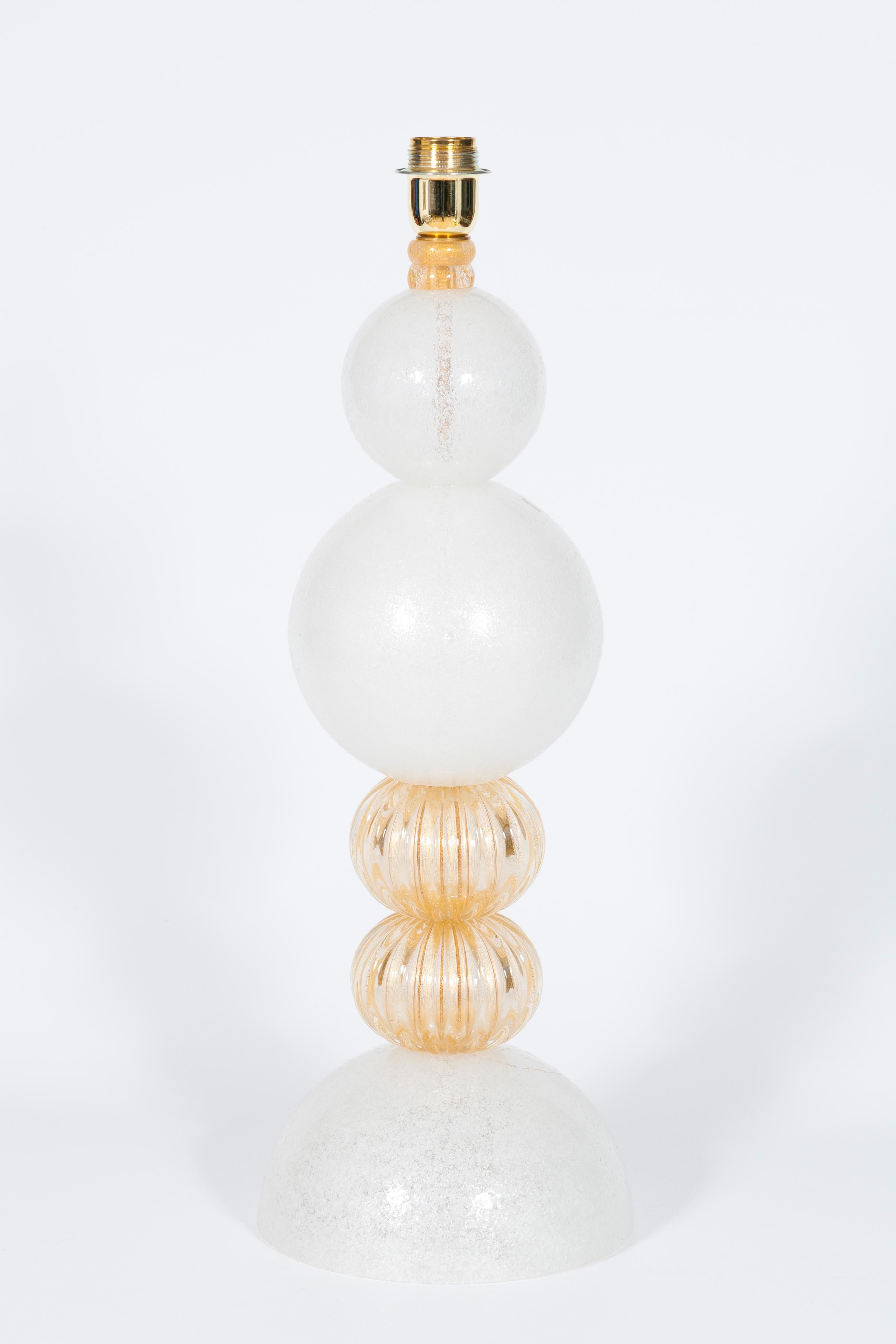 Paire de lampes de bureau Pulegoso en verre de Murano avec or 24 carats, Italie en vente 2