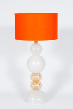 Pair of Pulegoso Murano Glass Table Lamps with 24-Carat Gold, Italy