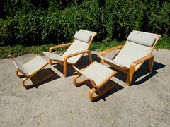 Pair of Pulkka Lounge Chairs with Ottomans by Ilmari Lappalainen for IKEA