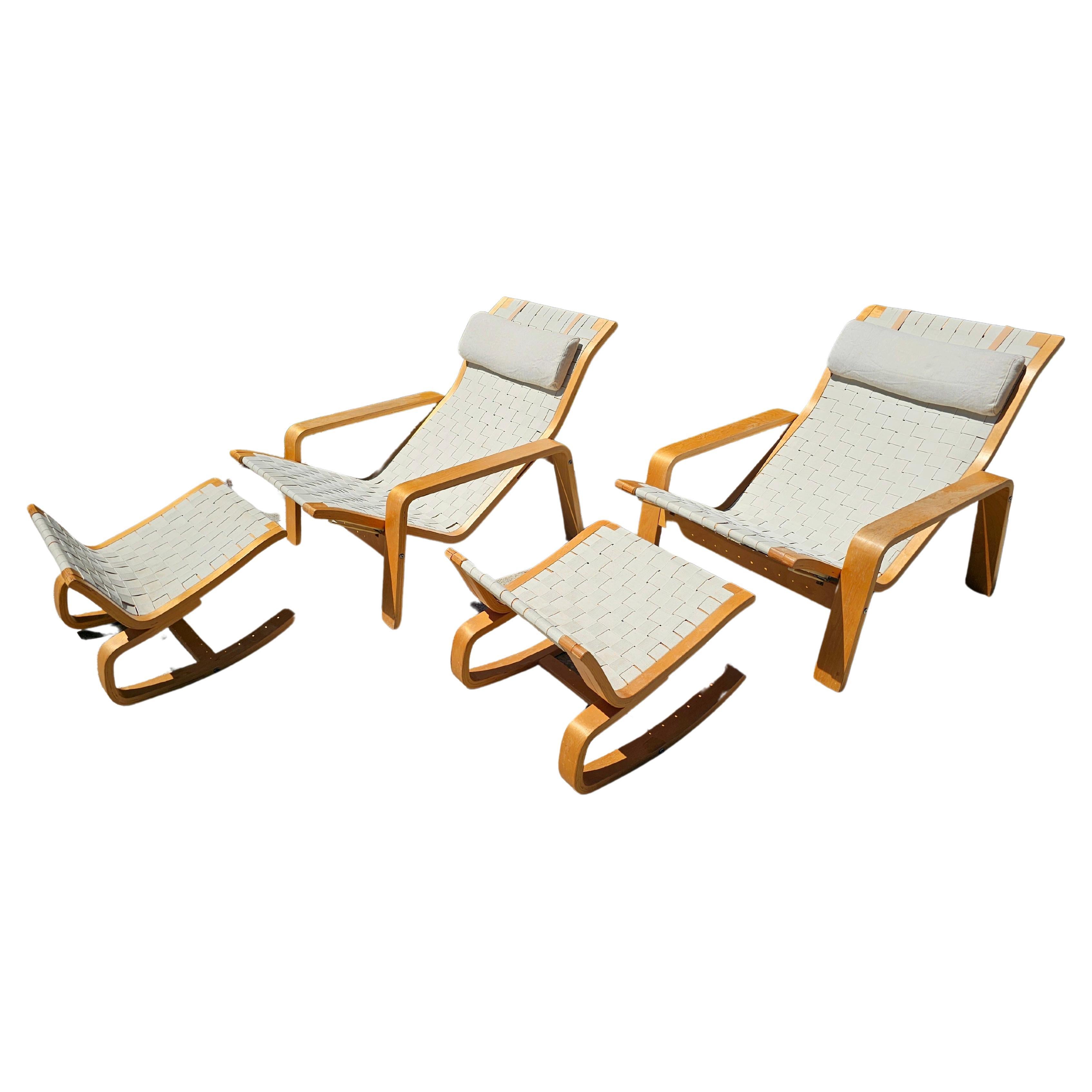 Pair of Pulkka Lounge Chairs with Ottomans by Ilmari Lappalainen for IKEA