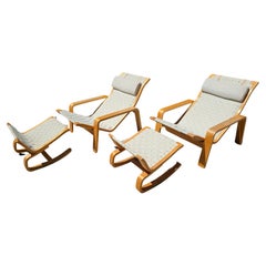 Pair of Pulkka Lounge Chairs with Ottomans by Ilmari Lappalainen for IKEA