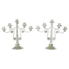 Vintage Pair of Punched Tin Candelabra from Mexico in the Style of William Spratling