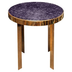 Pair of Purple Amethyst and Brass Tables by Studio Maison Nurita