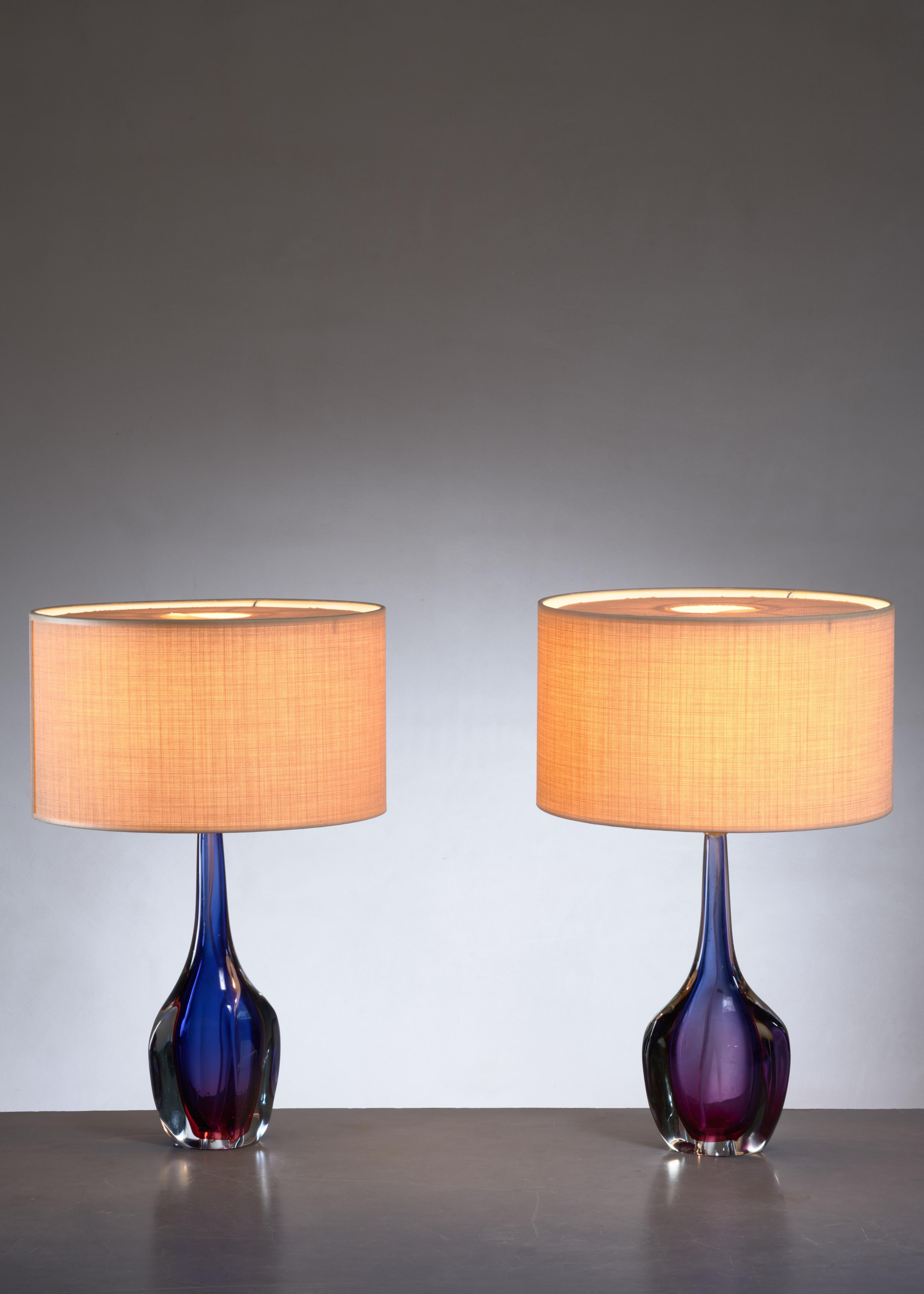 purple glass lamps
