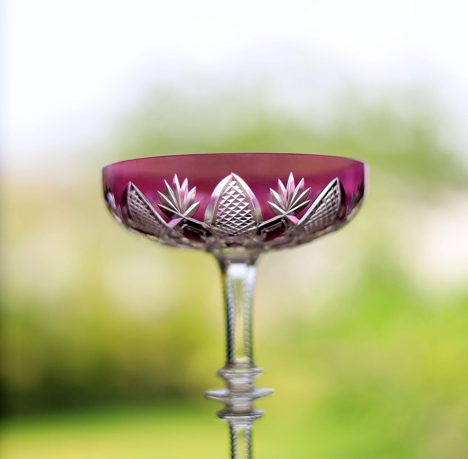 Pareja de Copas de Champán Baccarat Tsar Moradas finales del siglo XX en venta