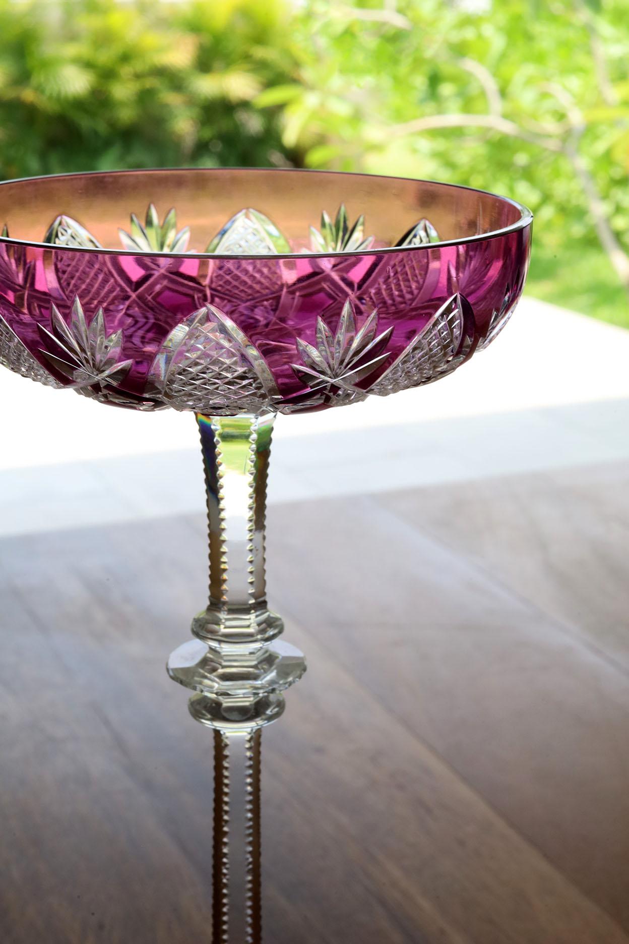 Pareja de Copas de Champán Baccarat Tsar Moradas Cristal en venta
