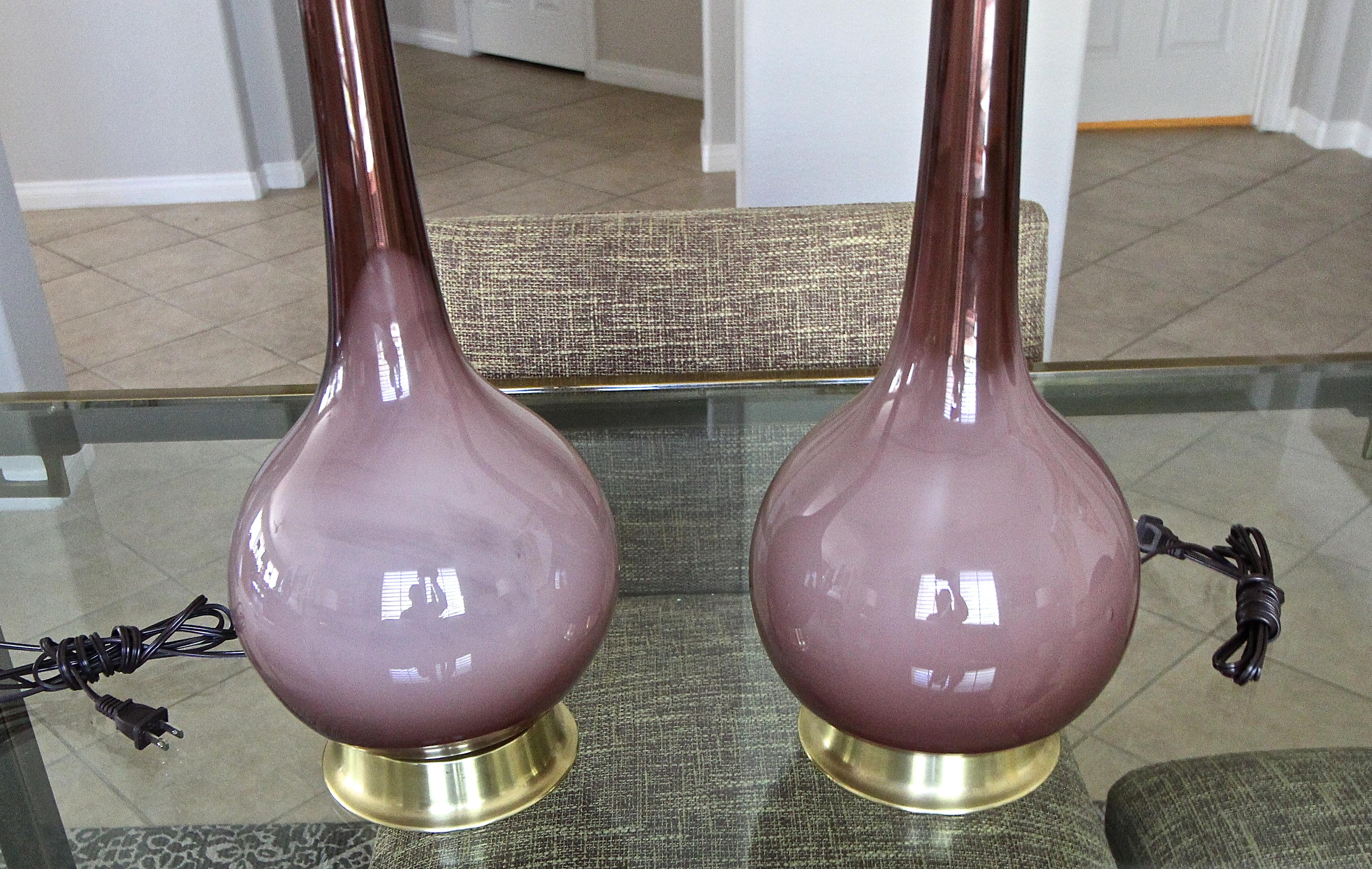 Pair of Purple Cased Murano Glass Lamps 4