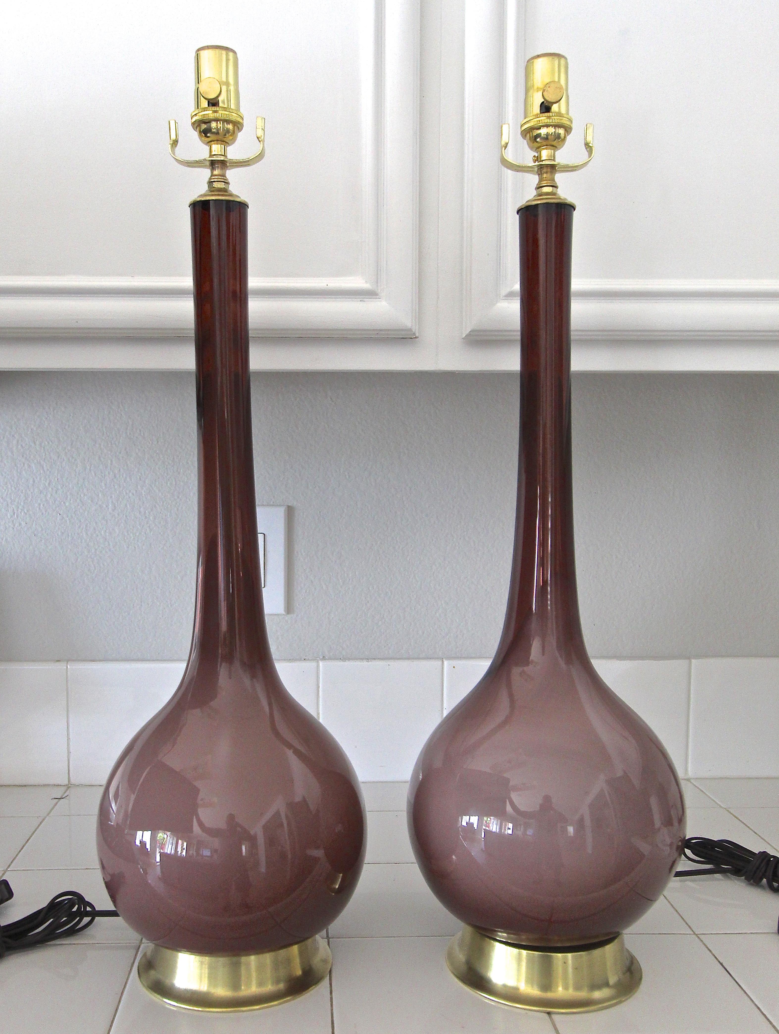 Pair of Purple Cased Murano Glass Lamps 7