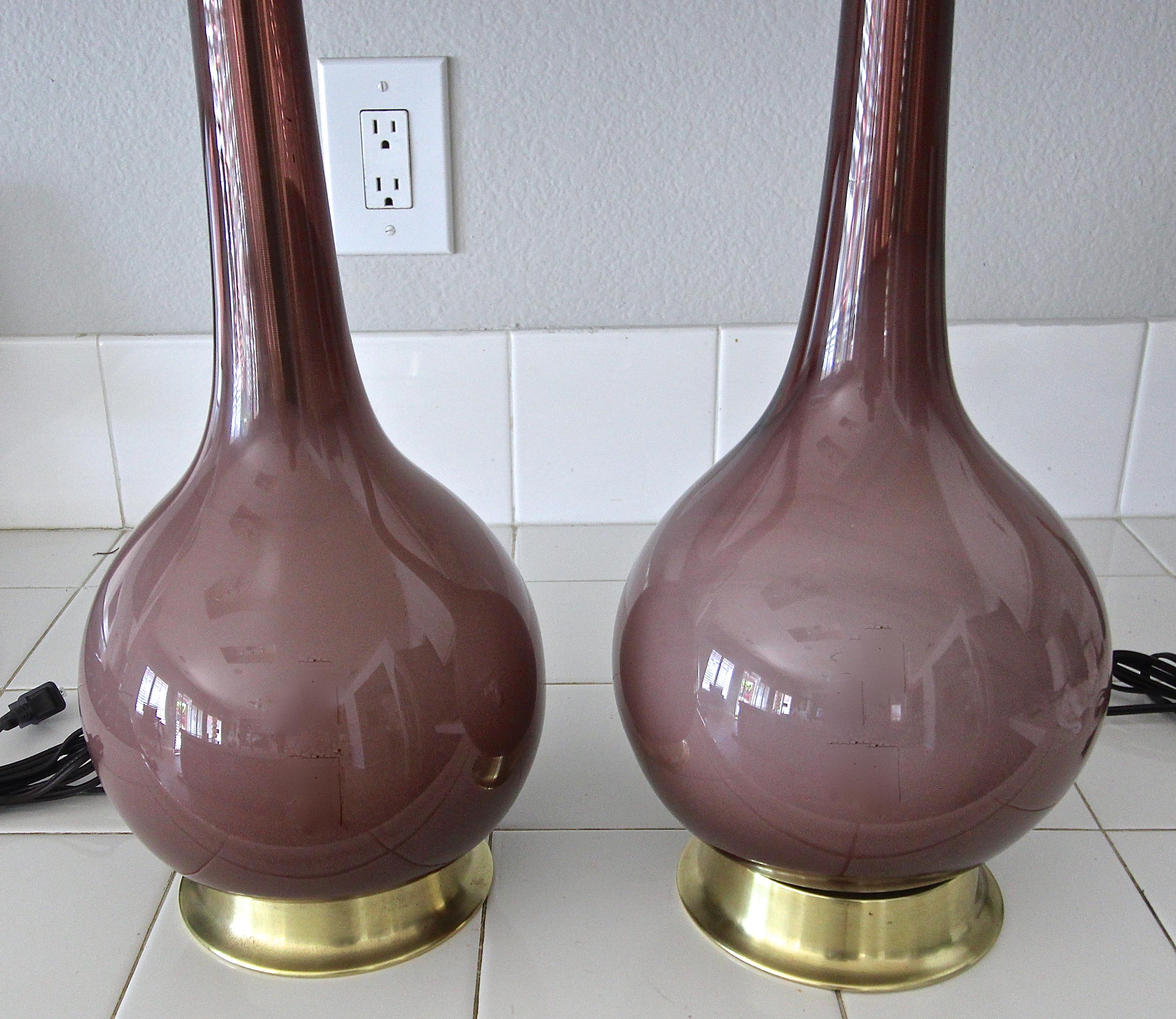 Pair of Purple Cased Murano Glass Lamps 8