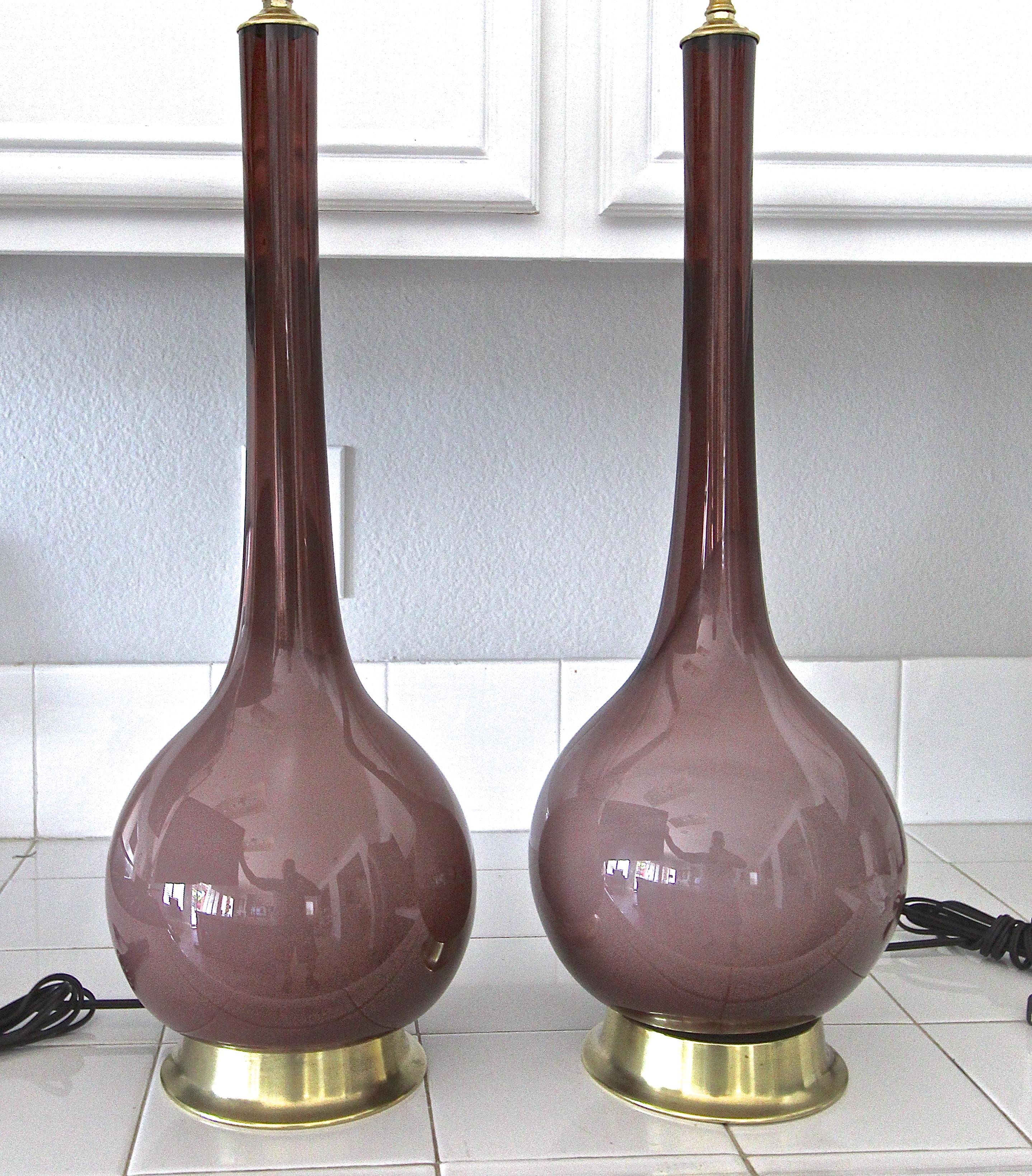 Pair of Purple Cased Murano Glass Lamps 9