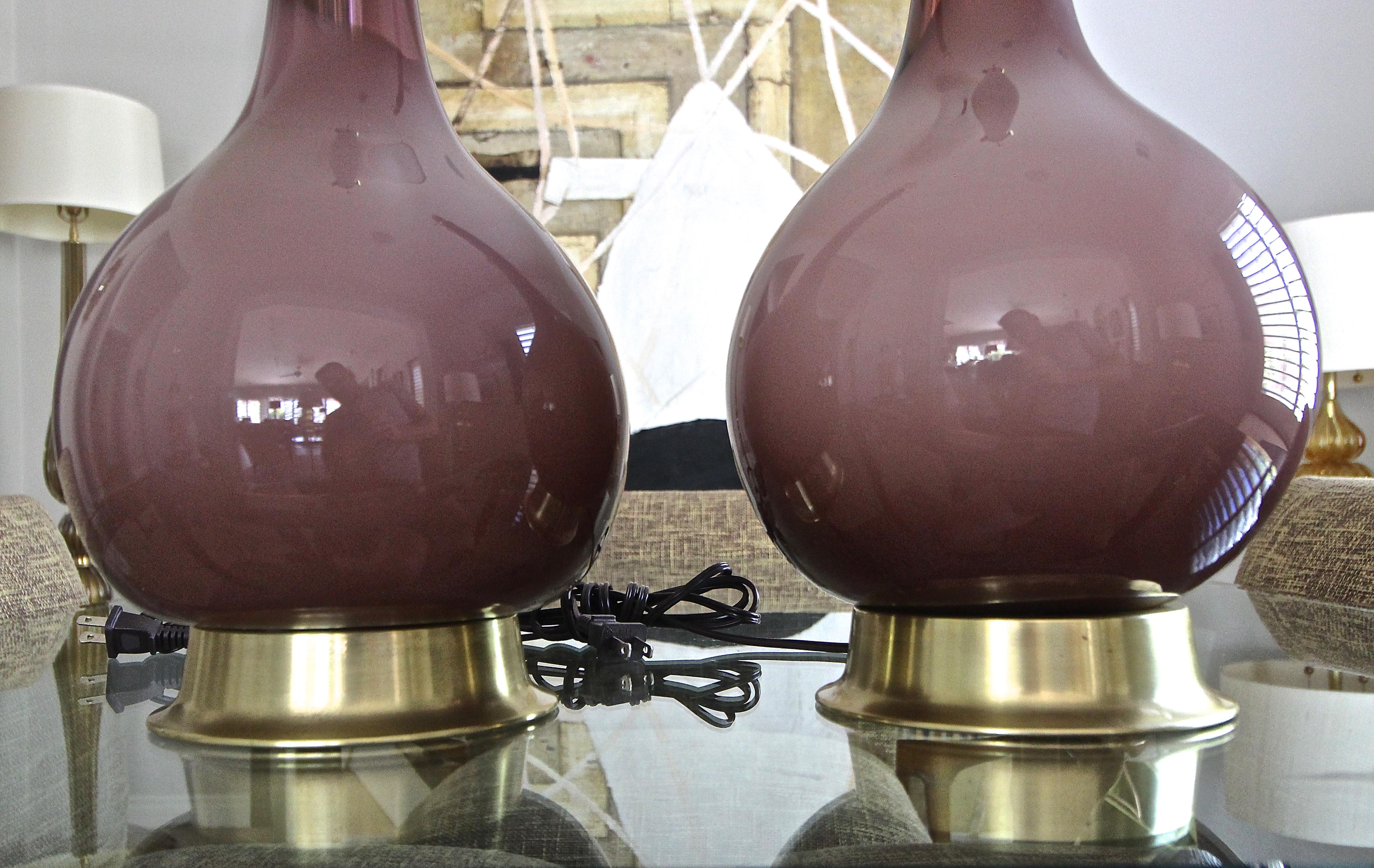 Pair of Purple Cased Murano Glass Lamps 11