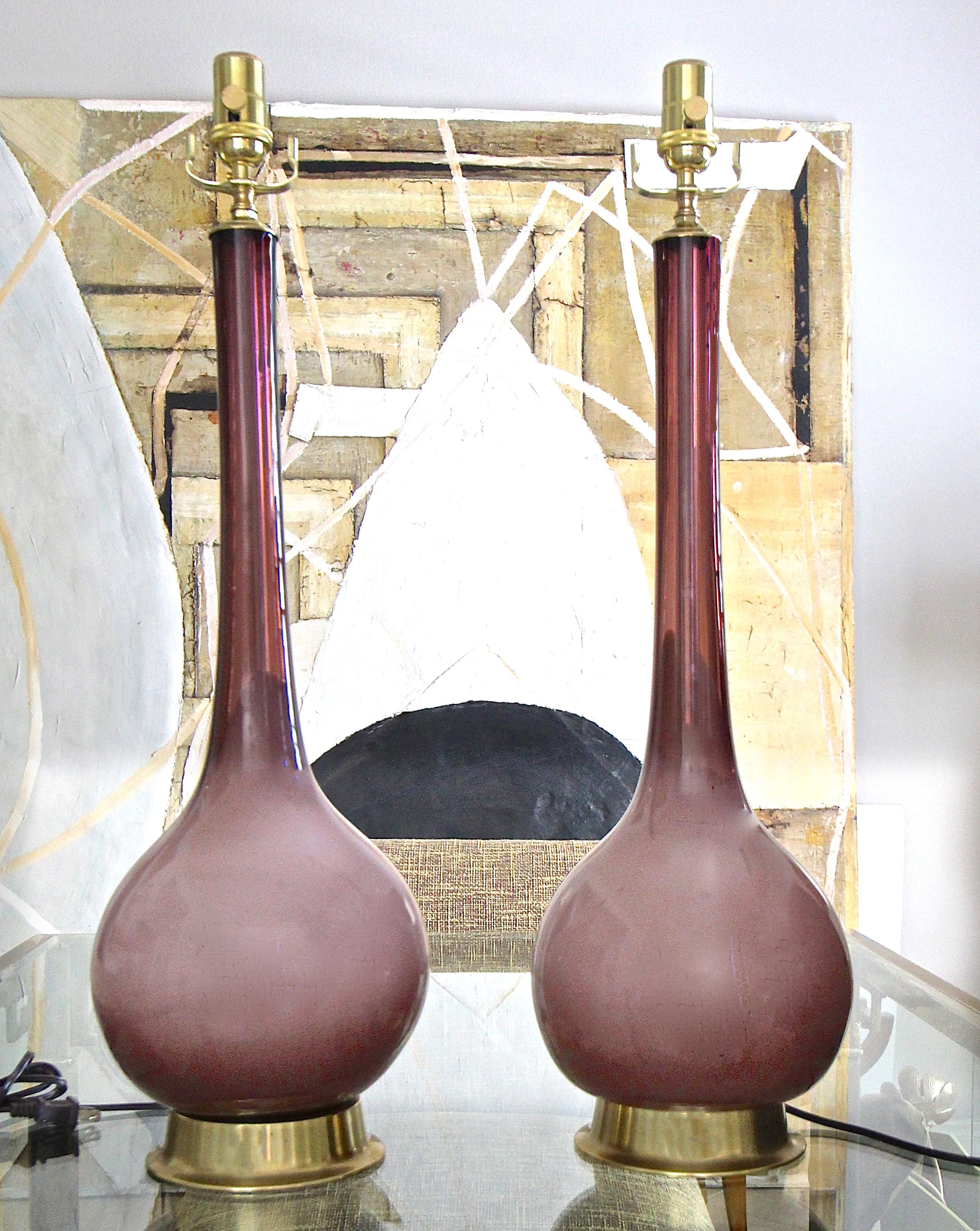 Pair of Purple Cased Murano Glass Lamps 12