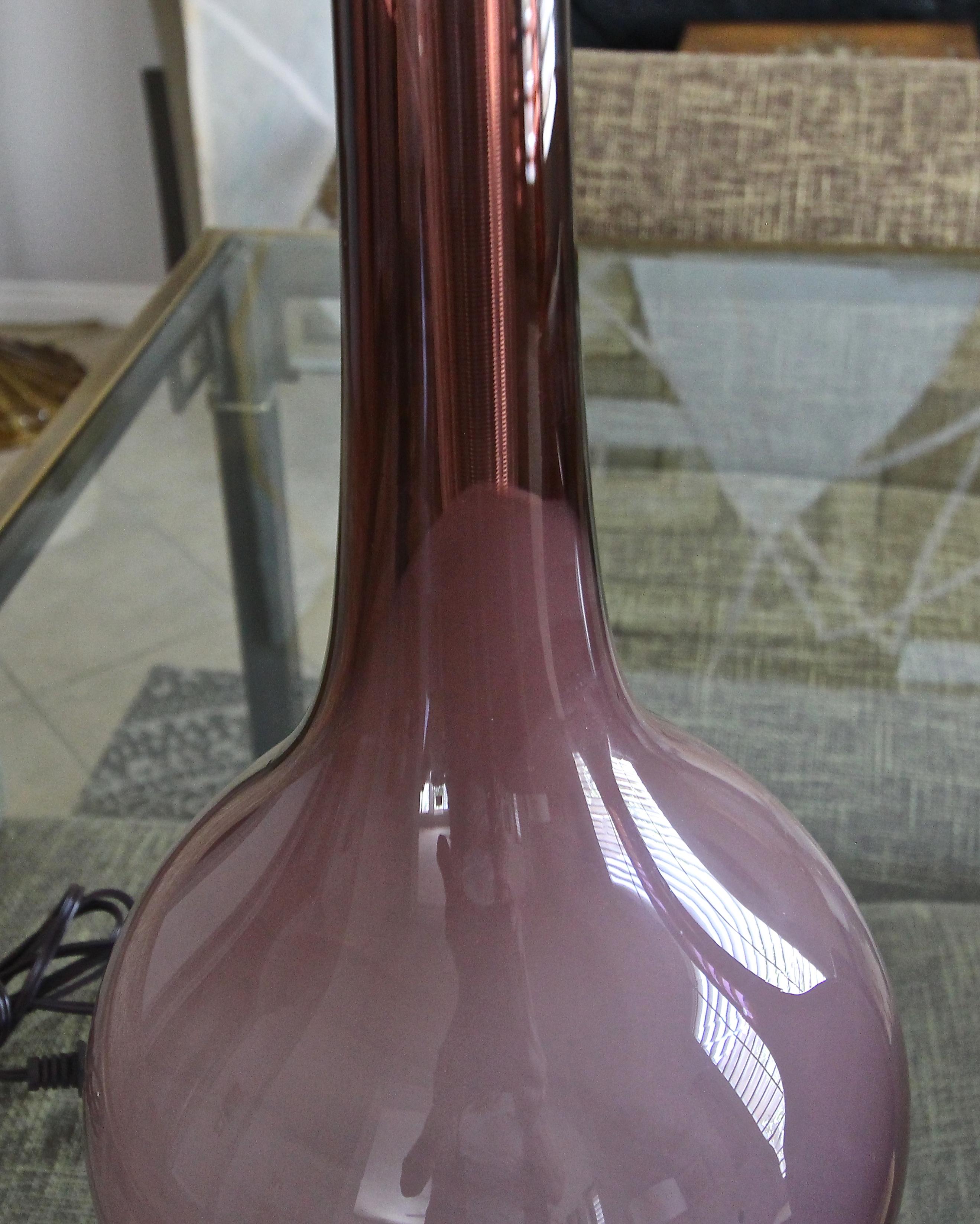 Pair of Purple Cased Murano Glass Lamps 3