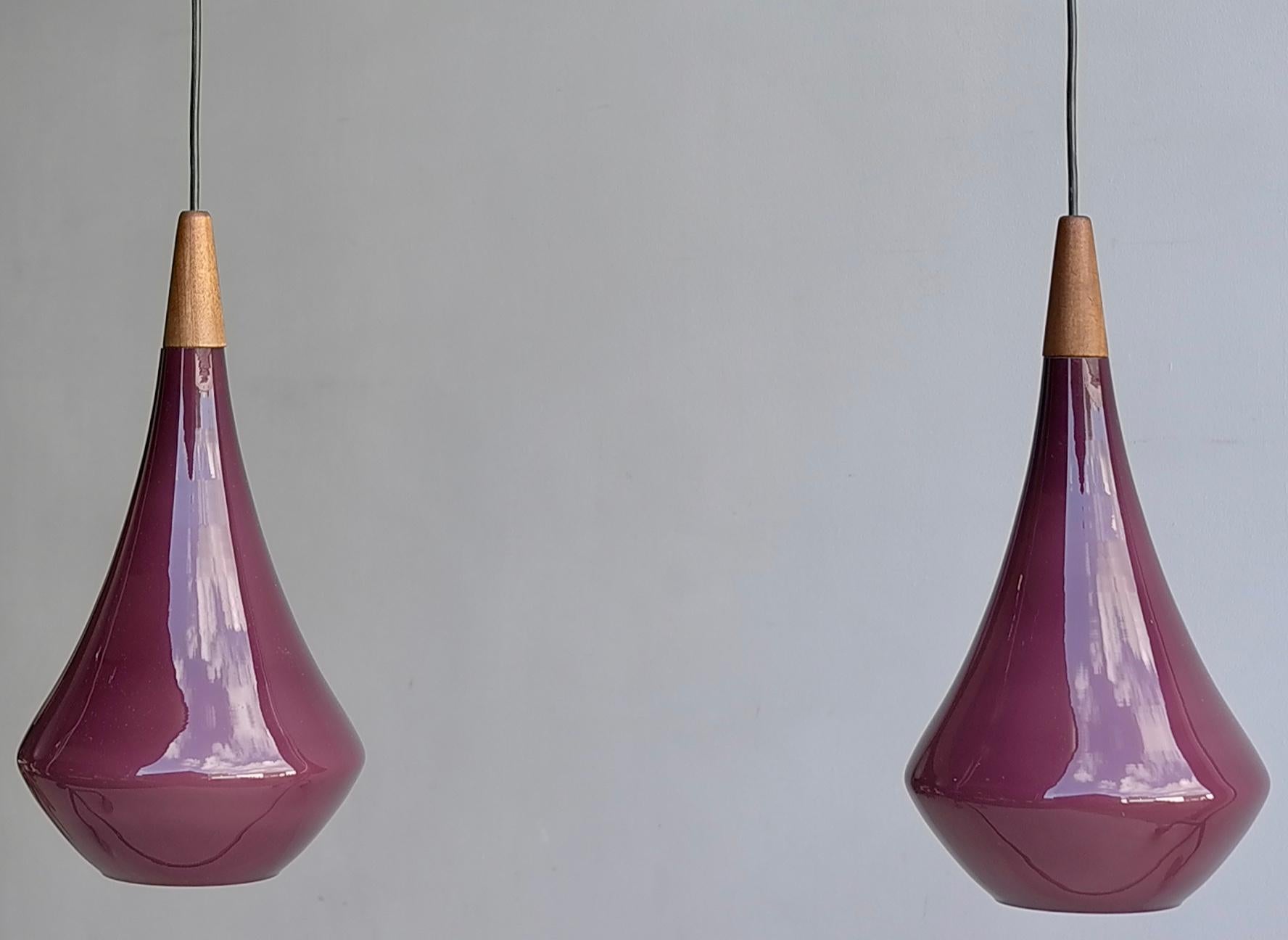 purple glass pendant lights