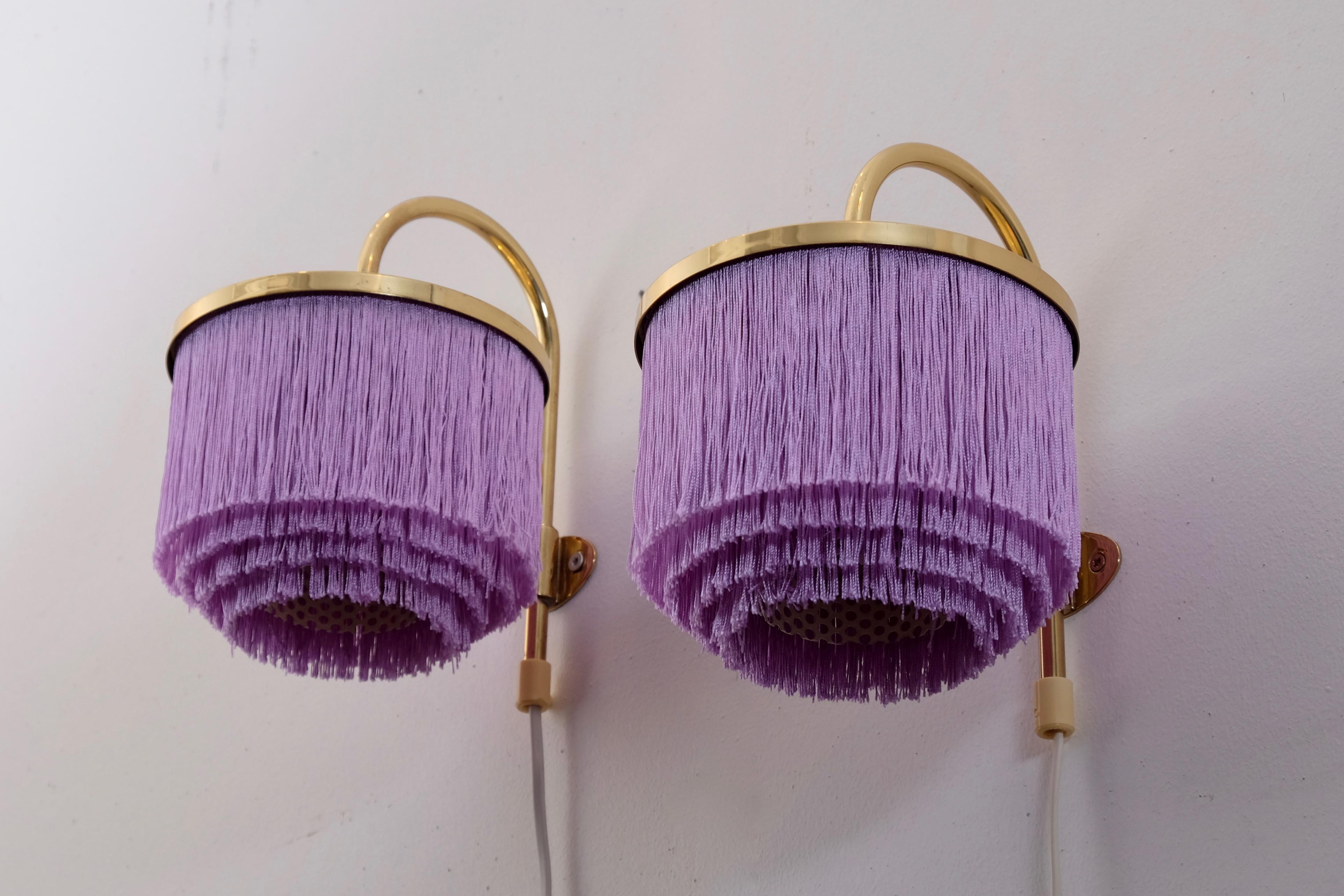 Scandinavian Modern Pair of Purple Hans-Agne Jakobsson V271 Wall Lights, 1960s For Sale