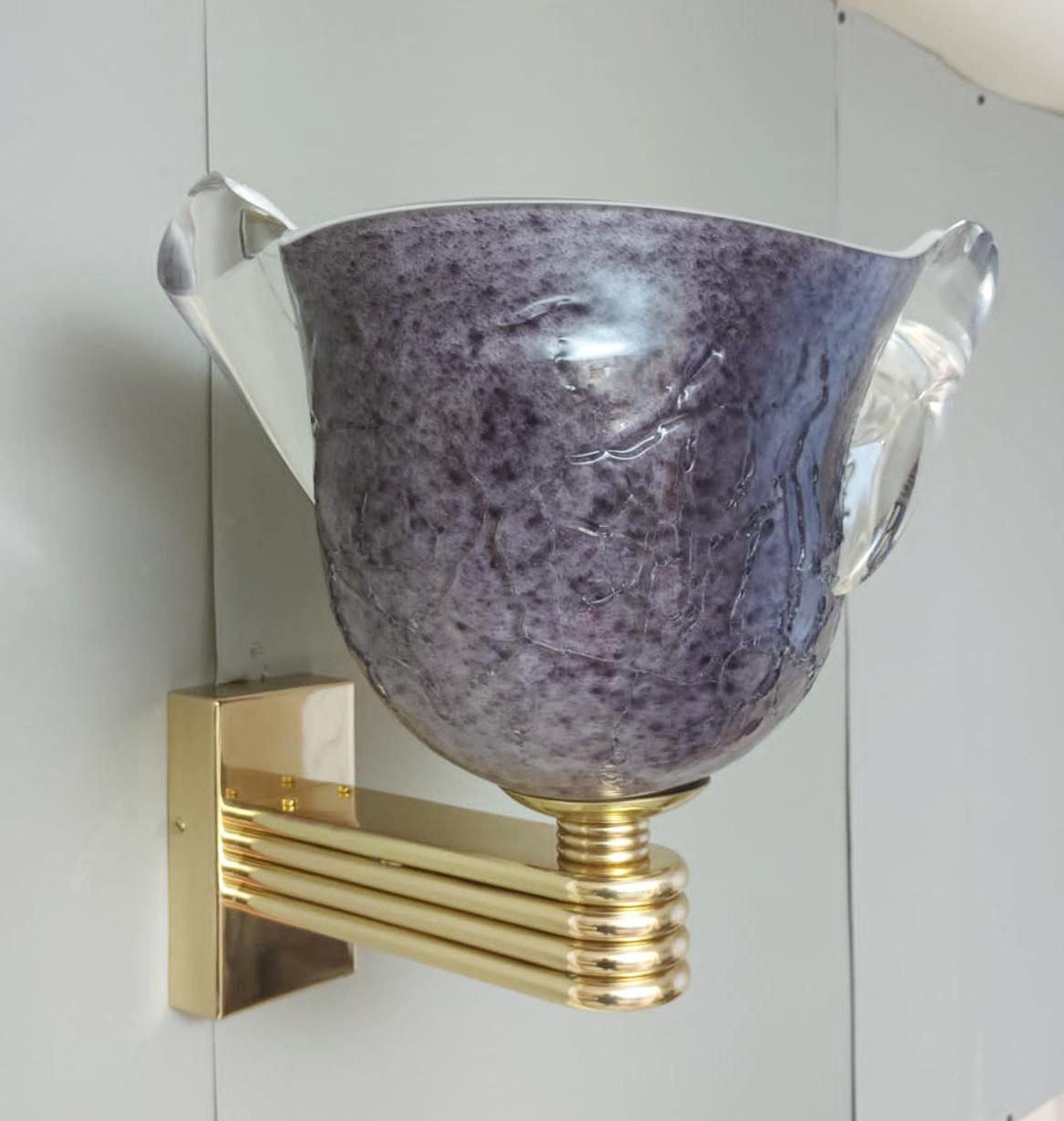 Italian Pair of Purple Helmet Sconces, 3 Pairs Available For Sale