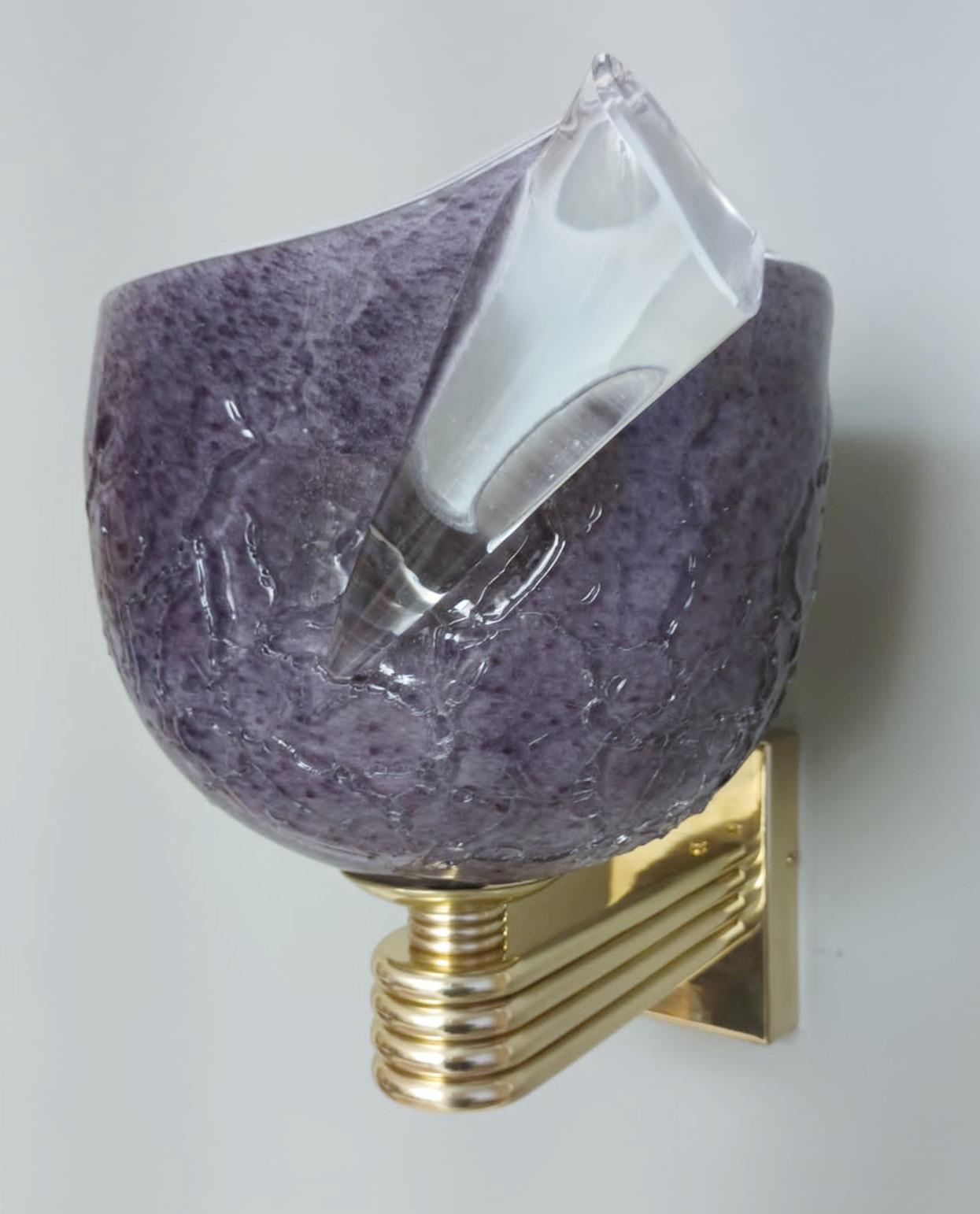 Contemporary Pair of Purple Helmet Sconces, 3 Pairs Available For Sale