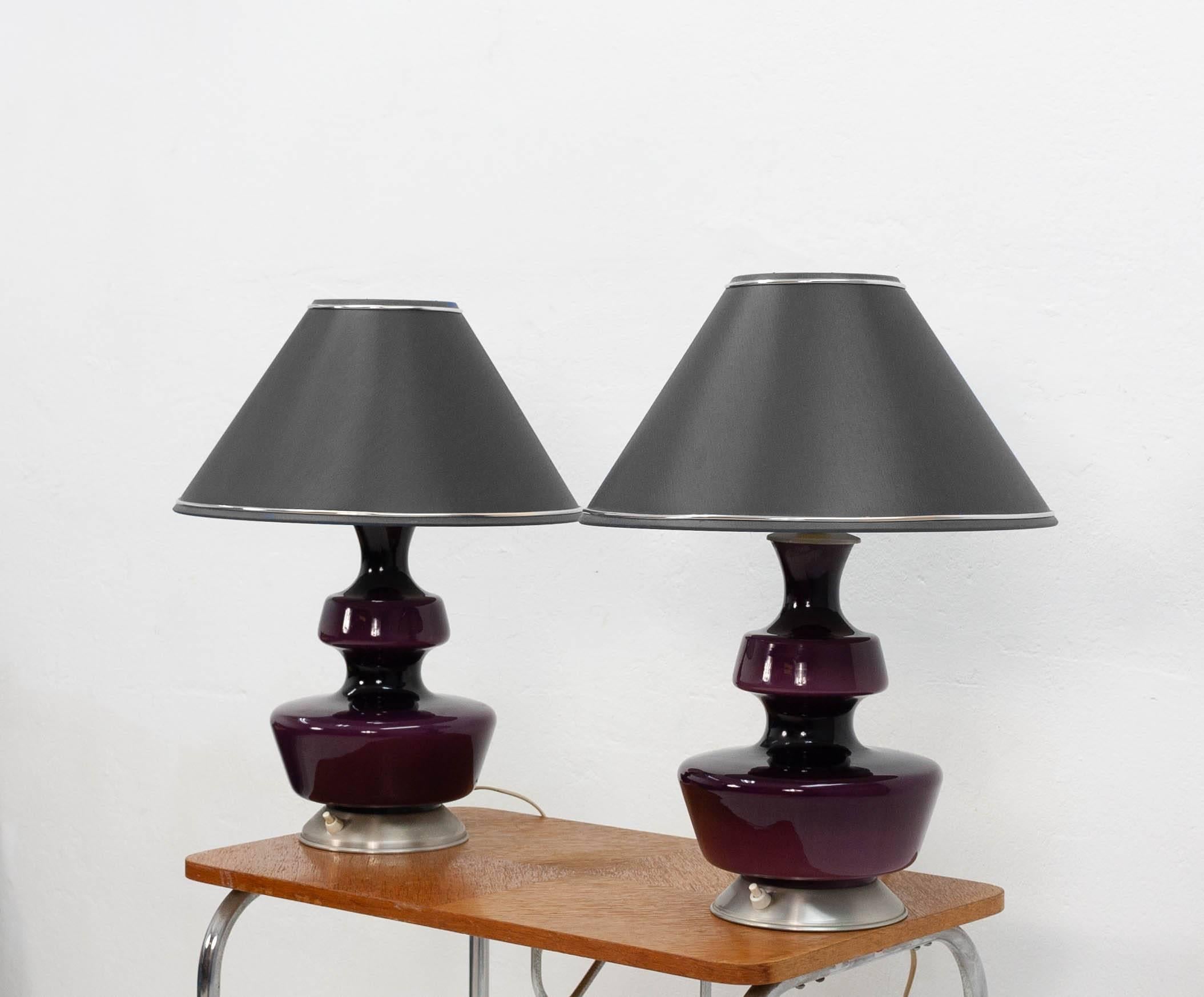 Mid-Century Modern Pair of Purple Holmegaard Table Lamps, 1960s