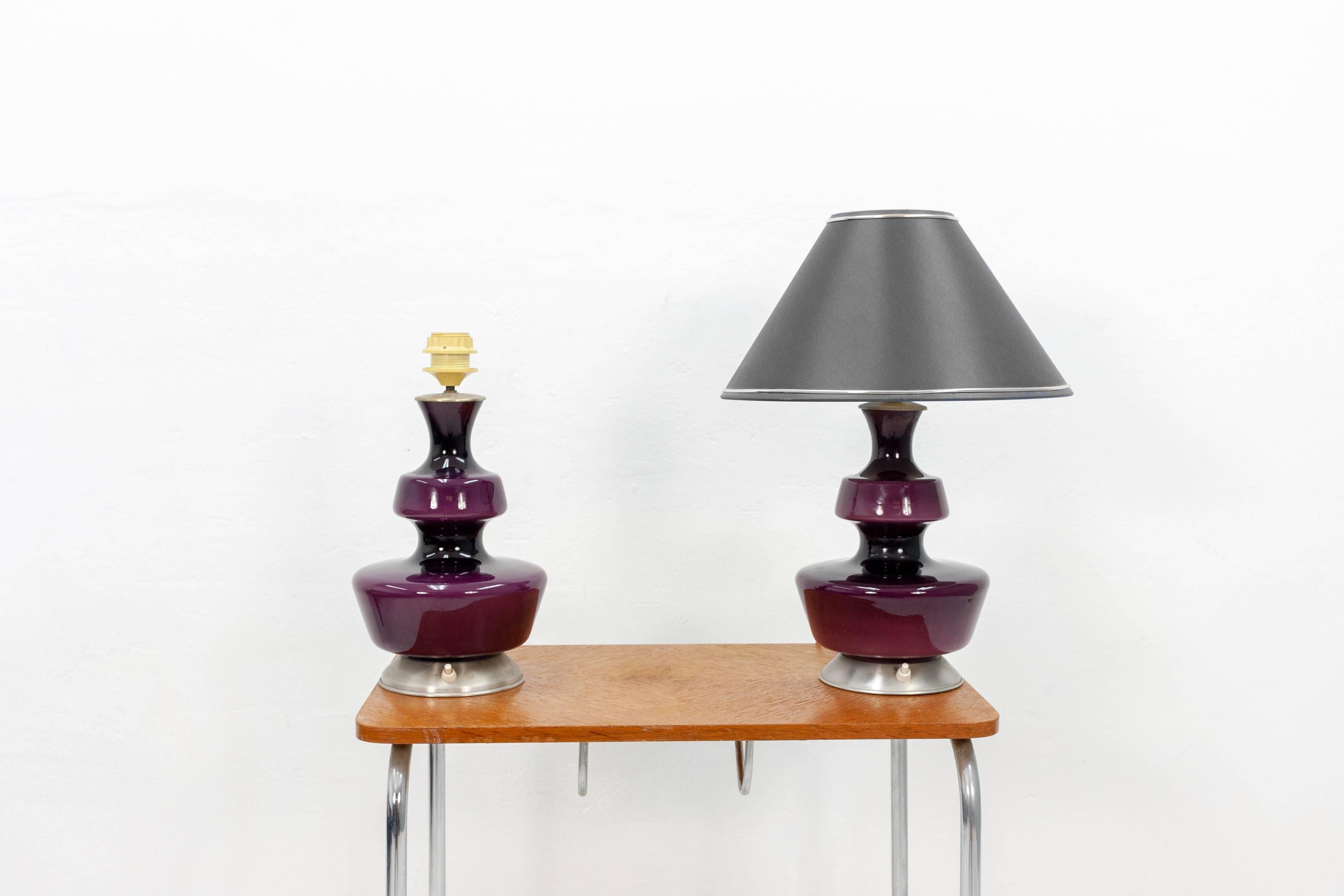 Pair of Purple Holmegaard Table Lamps, 1960s In Good Condition In Den Haag, NL