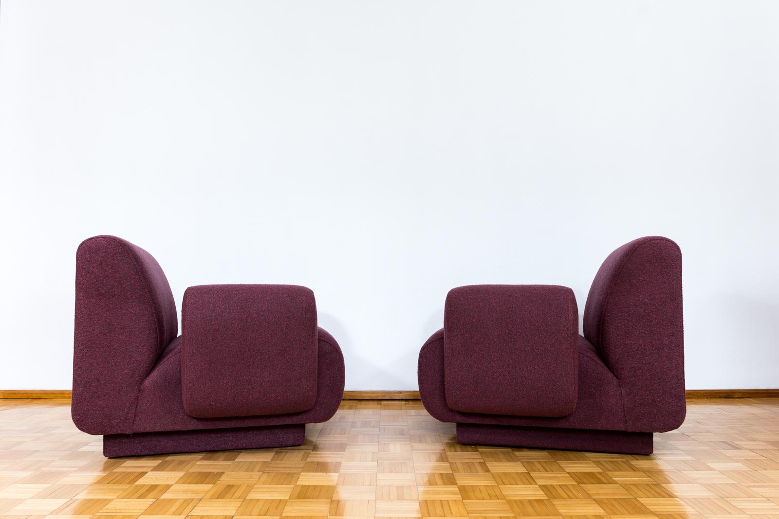 Pair Of Purple Modular Lounge Chairs, 1970, Germany In Good Condition For Sale In Wroclaw, PL