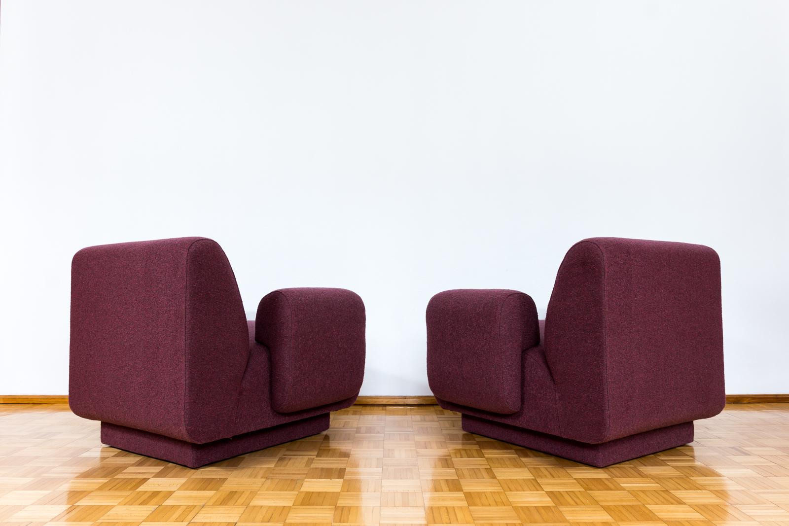 20th Century Pair Of Purple Modular Lounge Chairs, 1970, Germany For Sale