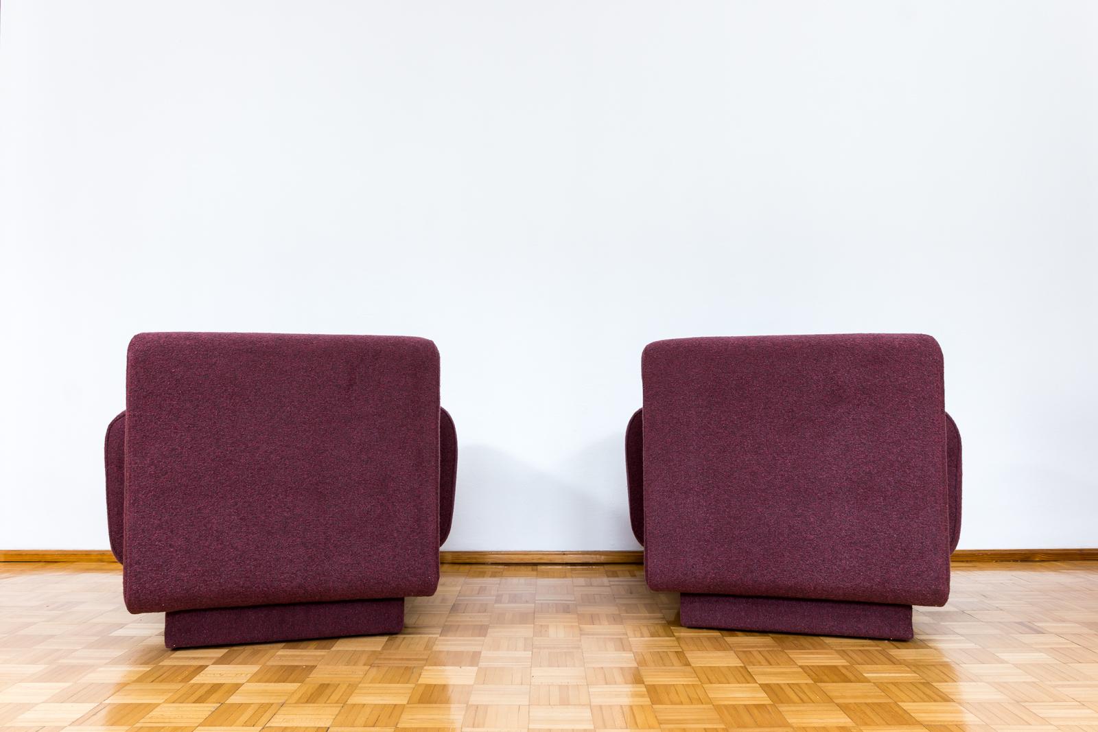 Fabric Pair Of Purple Modular Lounge Chairs, 1970, Germany For Sale