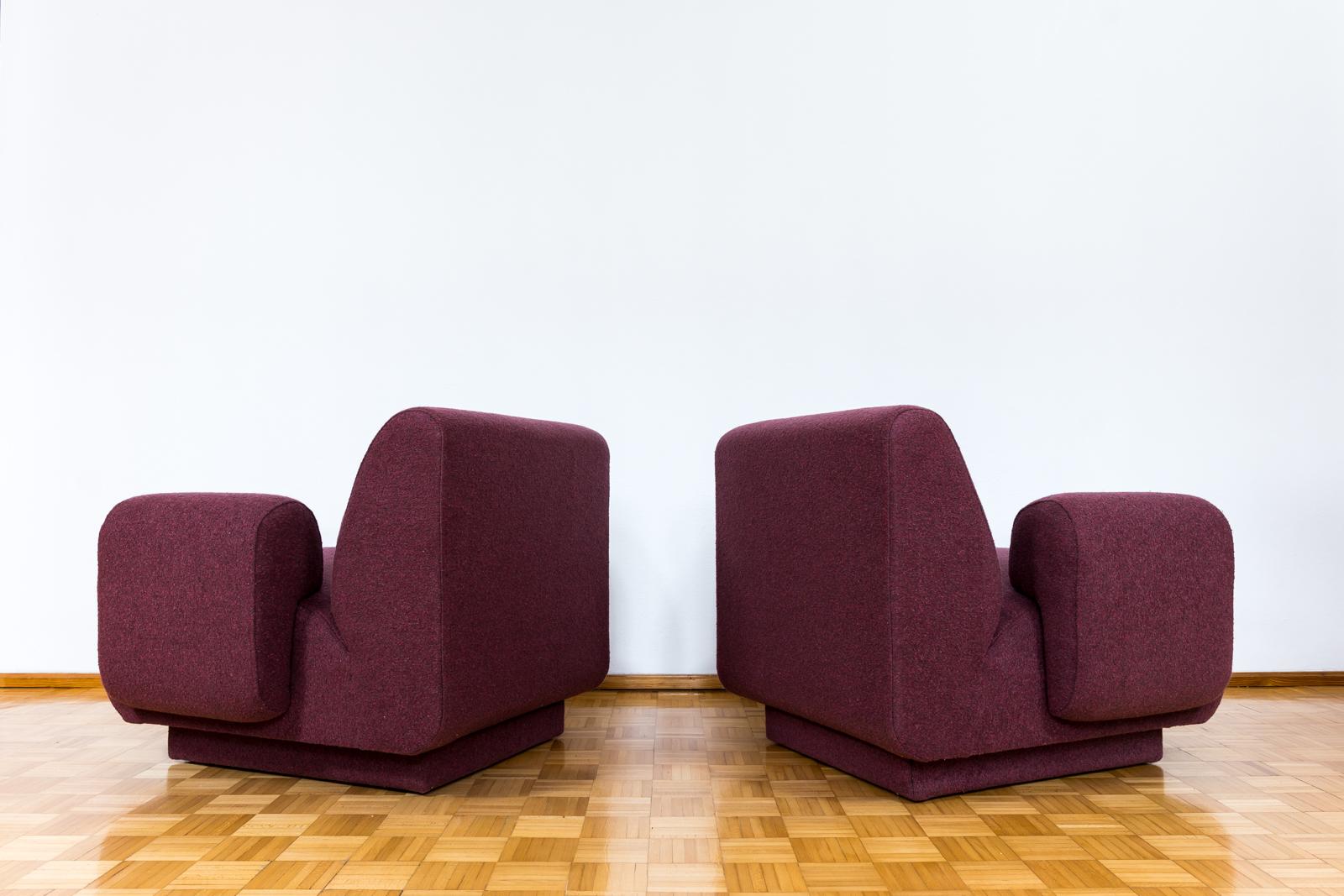 Pair Of Purple Modular Lounge Chairs, 1970, Germany For Sale 1
