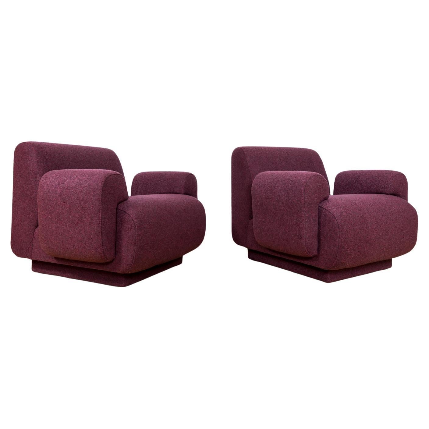 Pair Of Purple Modular Lounge Chairs, 1970, Germany For Sale