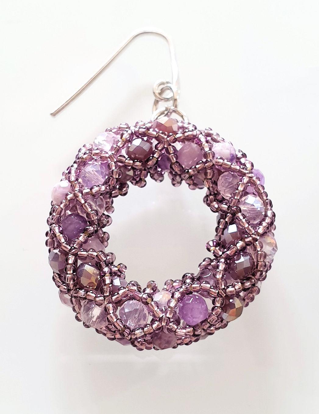 Pair of Purple Murano Glass Beads Earrings  In New Condition For Sale In Dallas, TX
