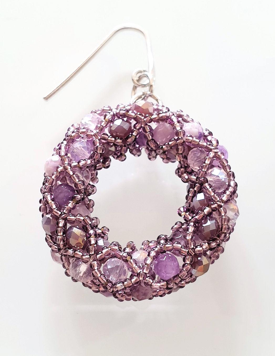 Pair of Purple Murano Glass Beads Earrings In New Condition For Sale In Dallas, TX